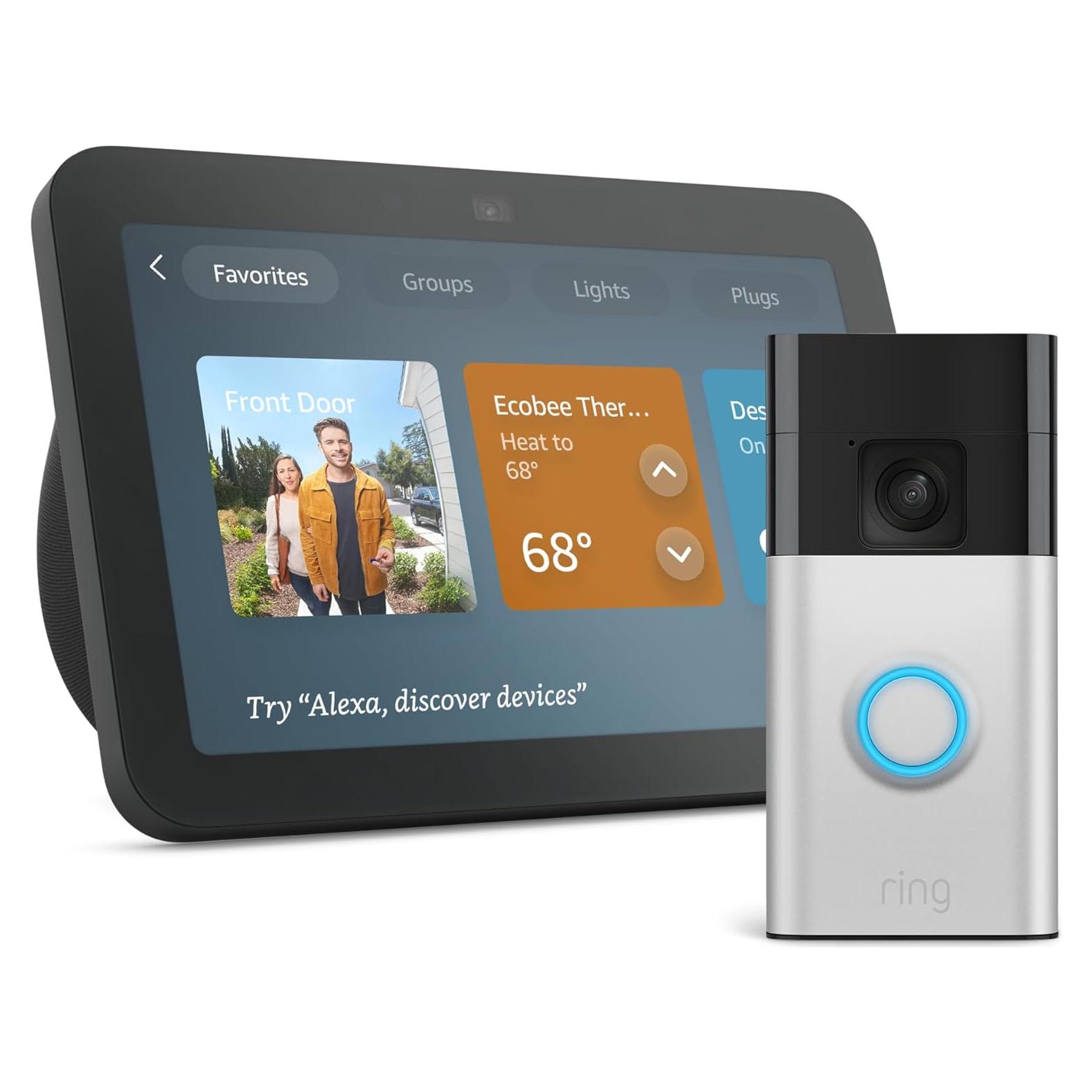 Amazon Echo Show 8 with Ring Battery Doorbell (newest model), with Alexa+ Early Access