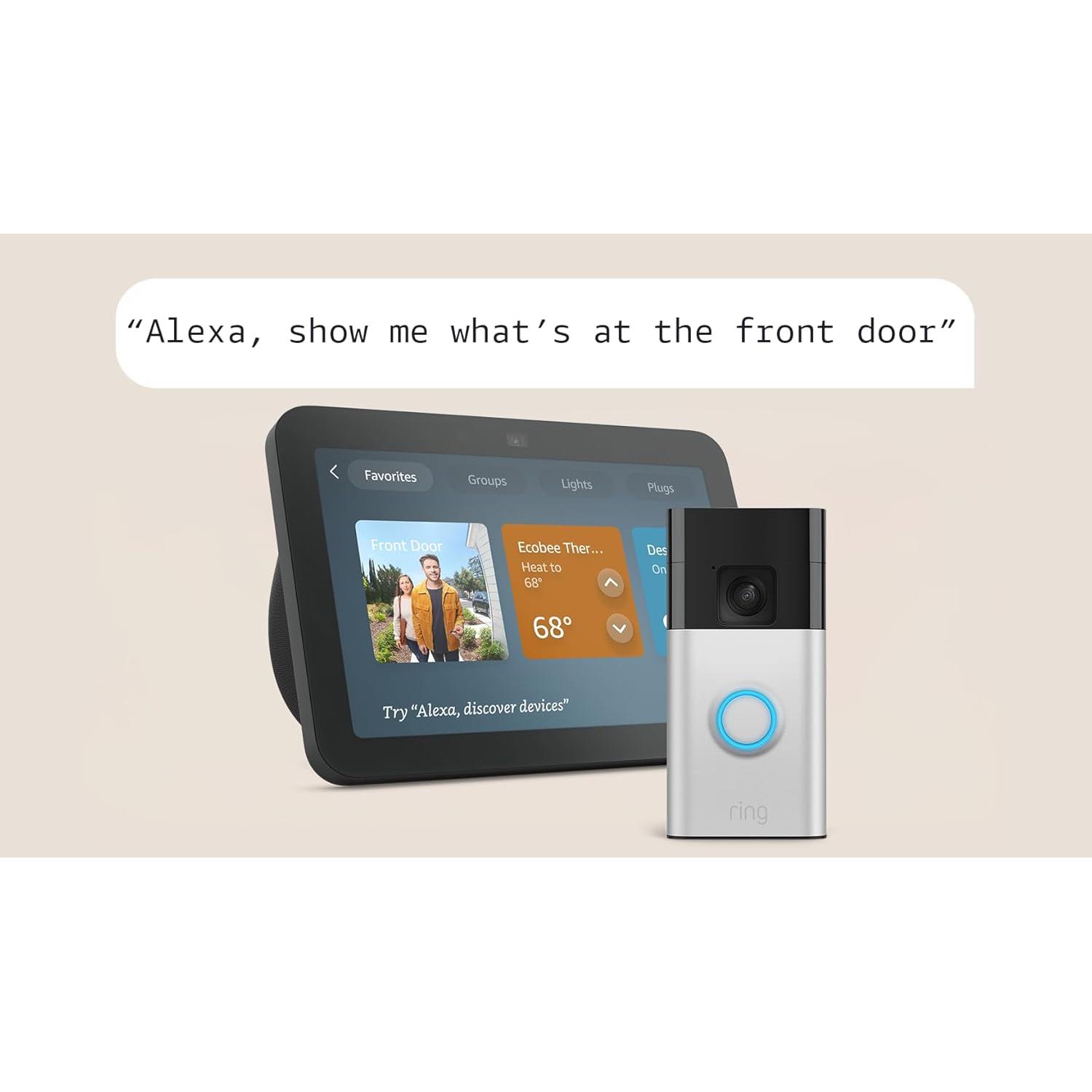 Amazon Echo Show 8 with Ring Battery Doorbell (newest model), with Alexa+ Early Access