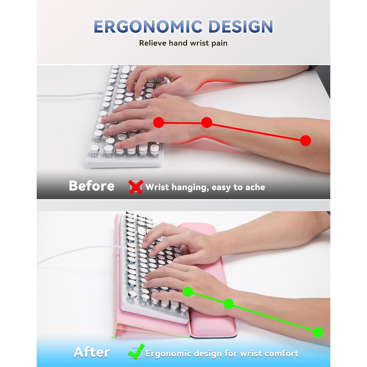 Soporte de Teclado Ergonómico Laborio con Reposamuñecas Rosa