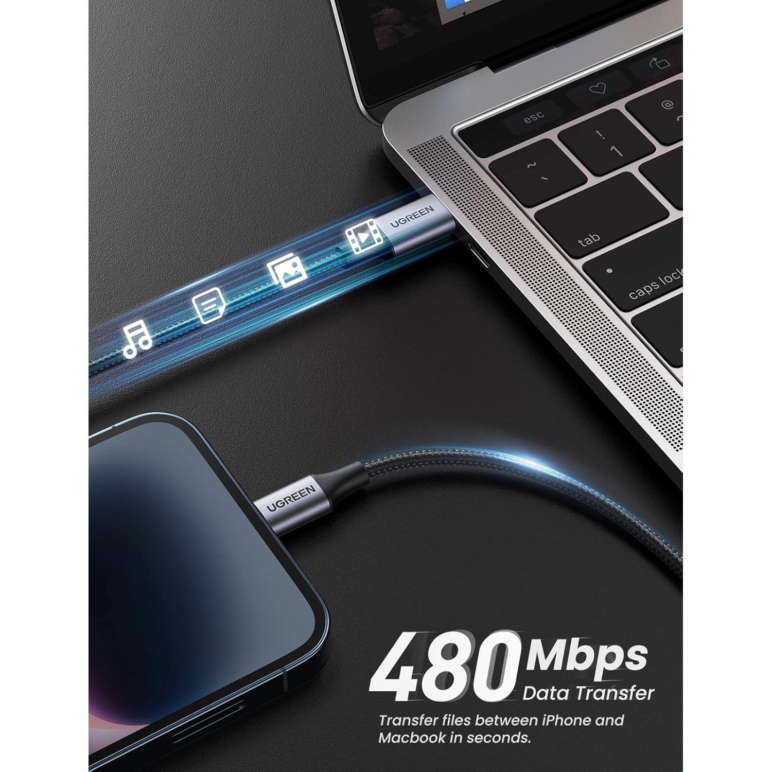 Cable USB C a Lightning UGREEN 1.83m MFi Carga Rápida