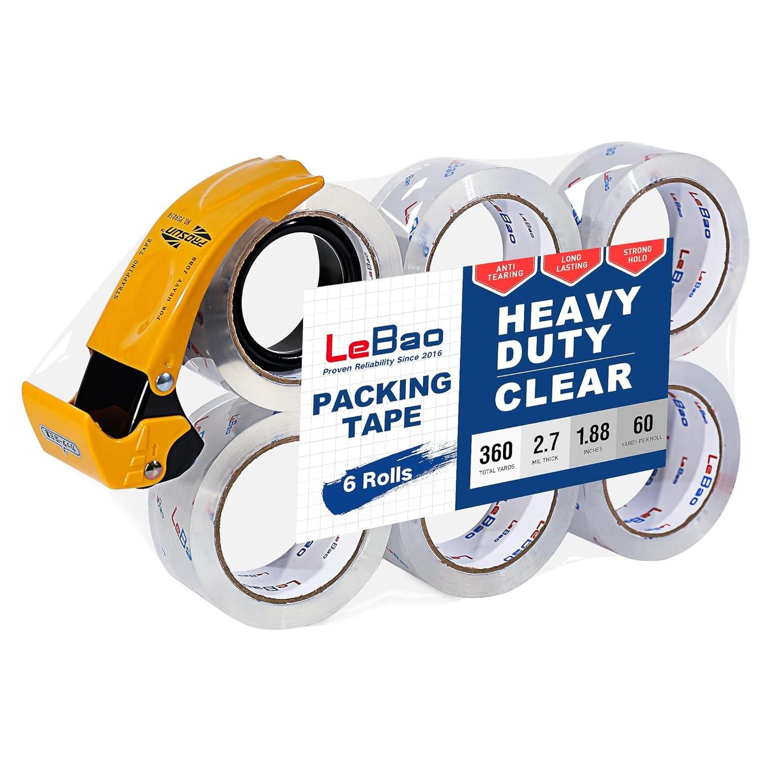 Cinta de Embalaje LeBao HD 6 Rollos 4.76 cm x 54.86 m