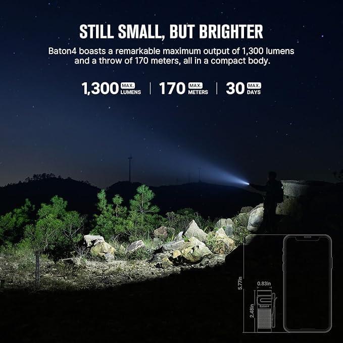 Linterna Portátil OLIGHT Baton4 1300 Lúmenes Recargable