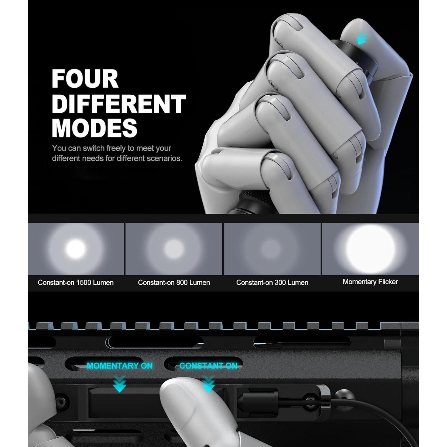 Linterna Táctica LED Feyachi FL34 1500 Lúmenes IPX7 Recargable