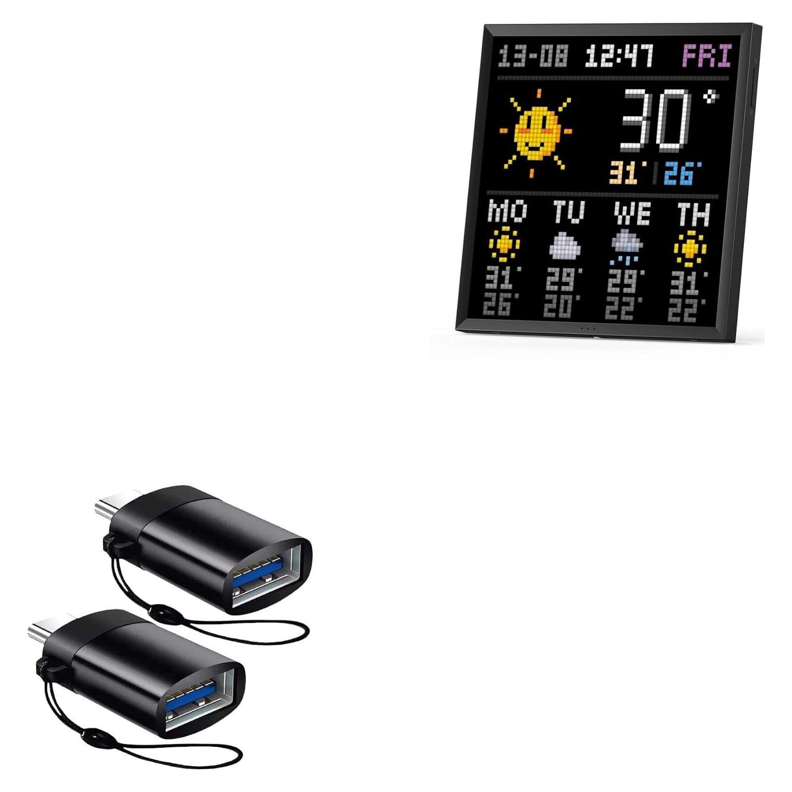 Cable USB-C a A BoxWave PortChanger 2-Pack para Divoom Pixoo-64