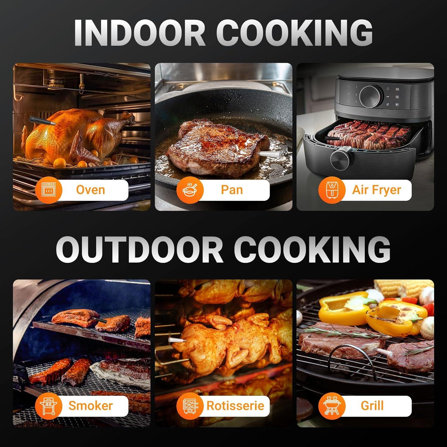 Termómetro de Carne Inalámbrico Bluetooth Housolution, 2 Sondas, Pantalla LCD