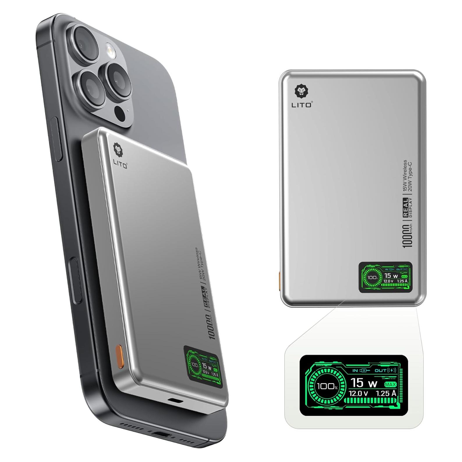 Batería Portátil Magnética LITO 10000mAh Carga Rápida 20W