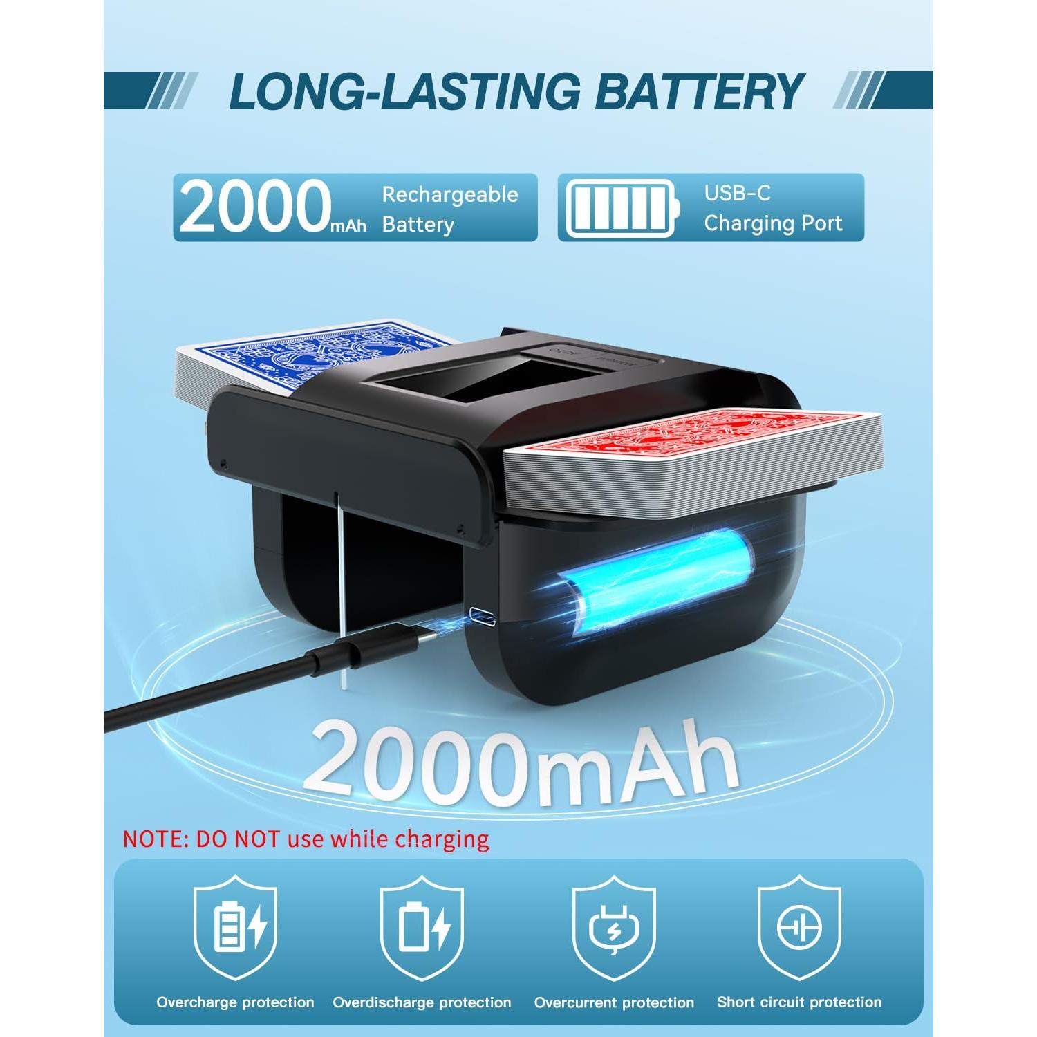 Barajador de Cartas Automático ATEHIHEB Recargable USB-C Negro