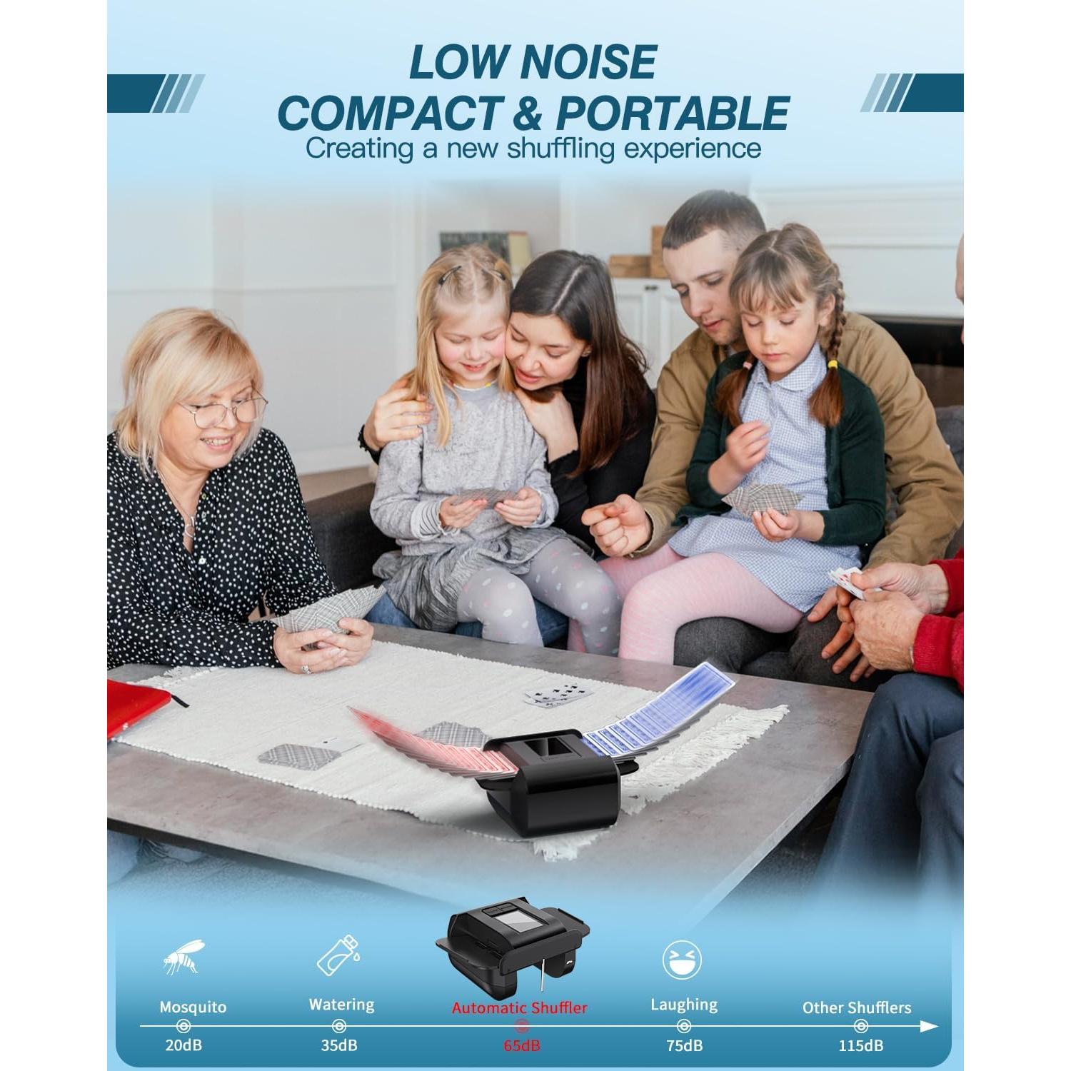 Barajador de Cartas Automático ATEHIHEB Recargable USB-C Negro