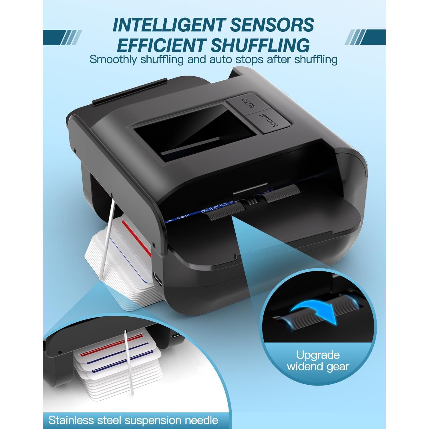 Barajador de Cartas Automático ATEHIHEB Recargable USB-C Negro