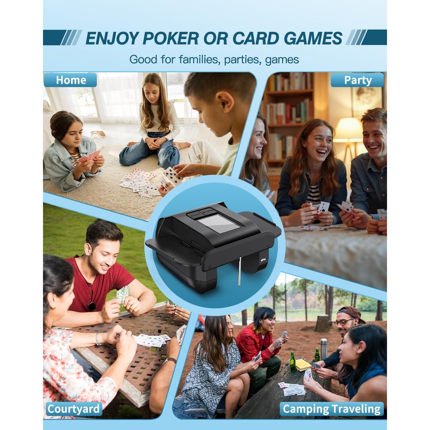 Barajador de Cartas Automático ATEHIHEB Recargable USB-C Negro