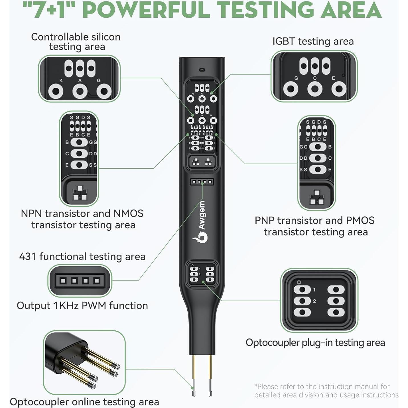 Probador de Transistores y Optoacopladores Awgem TO2p LED