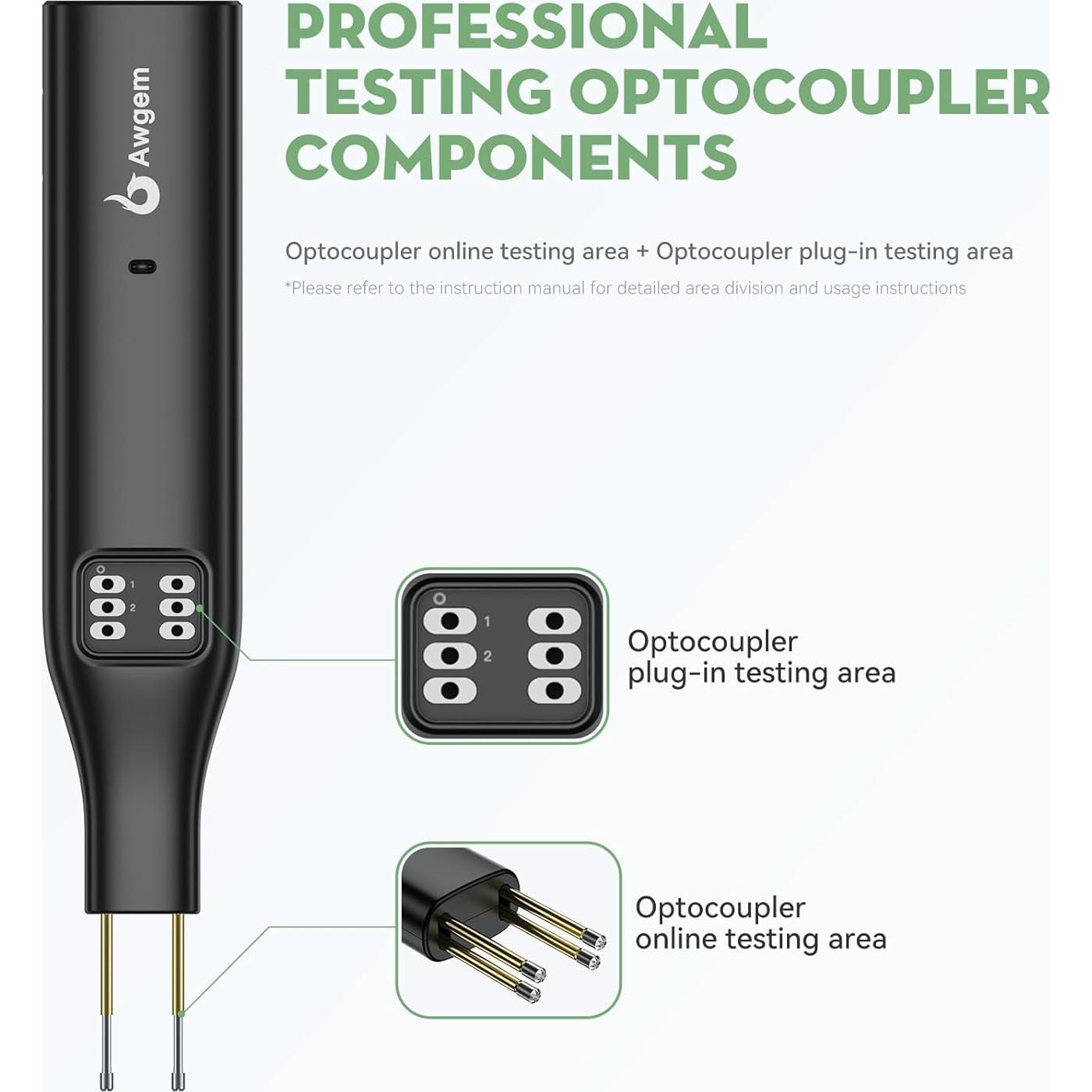 Probador de Transistores y Optoacopladores Awgem TO1p Portátil
