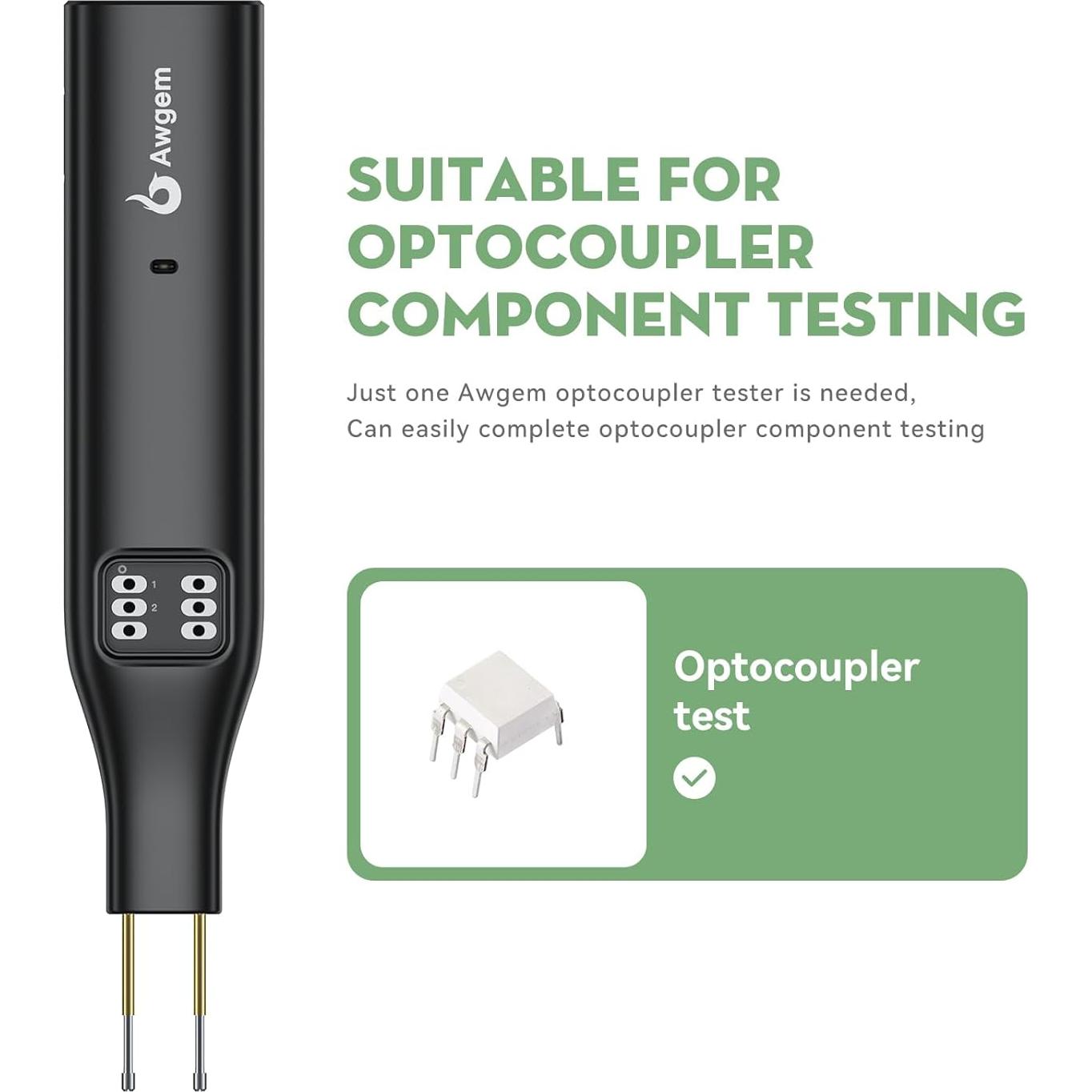 Probador de Transistores y Optoacopladores Awgem TO1p Portátil