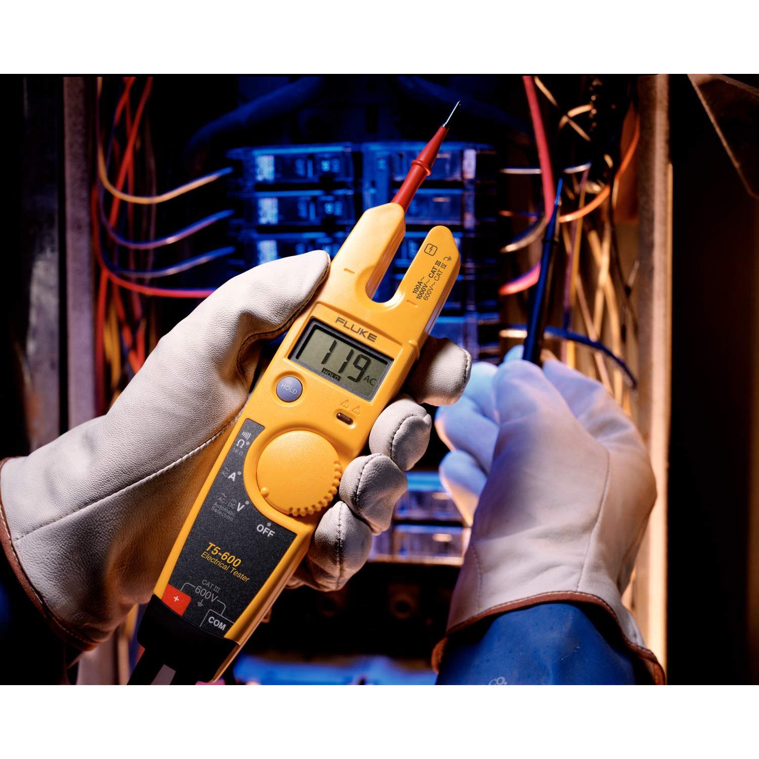 Fluke T5-600 Probador Eléctrico 600V AC/DC, 100A, Continuidad