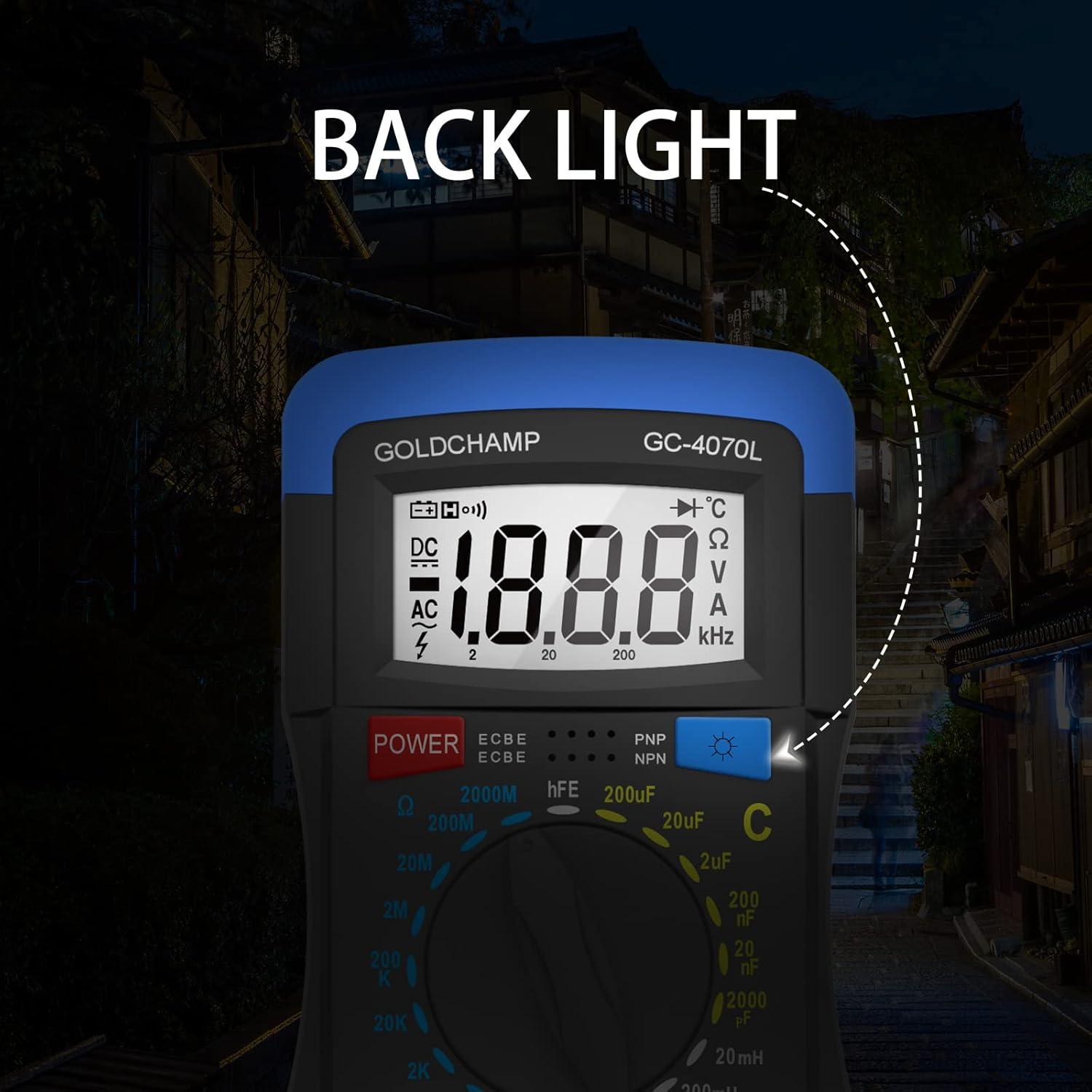 Multímetro Digital GOLDCHAMP GC-4070L, Medidor de Capacitores 2000pF-200µF