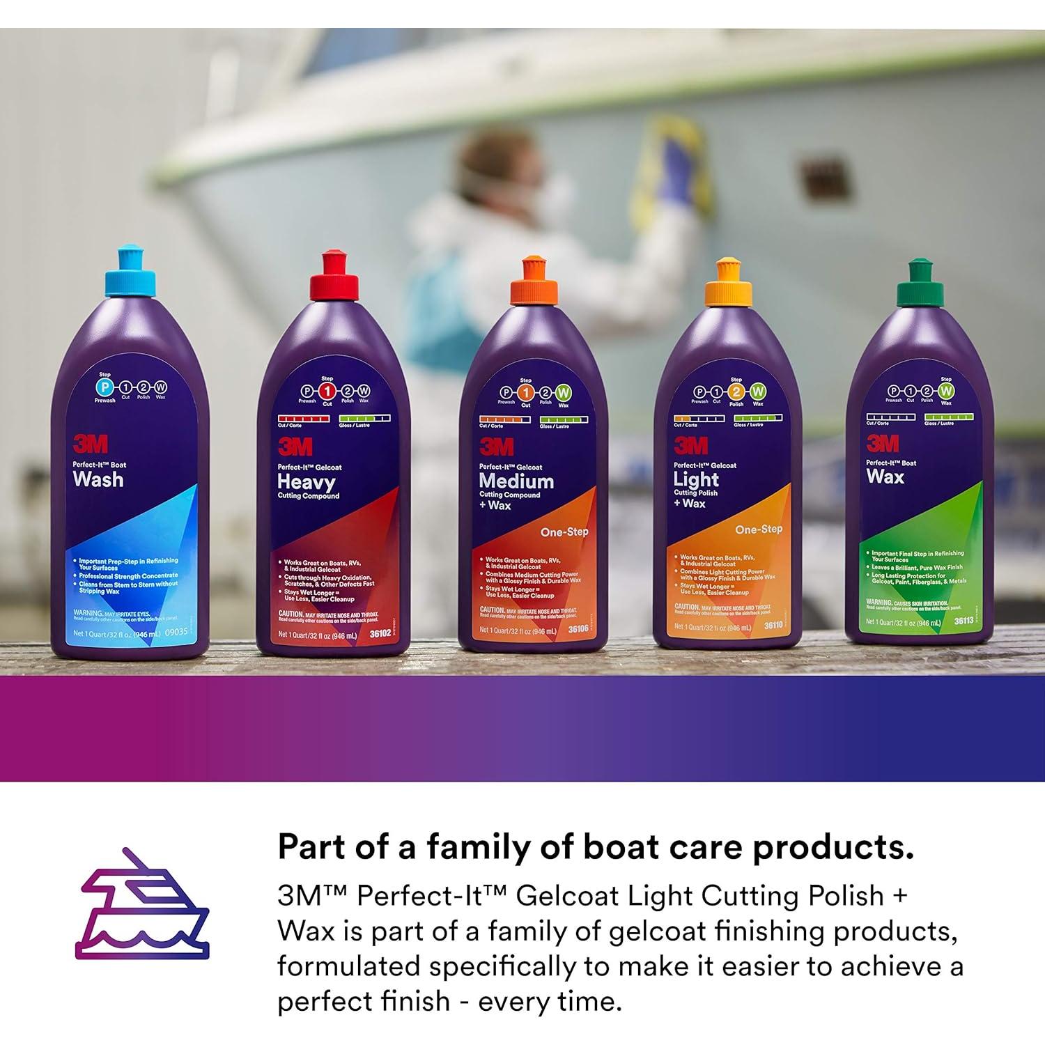 Pulimento Cortante Ligero + Cera 3M Perfect-It 1 Cuarto para Barcos