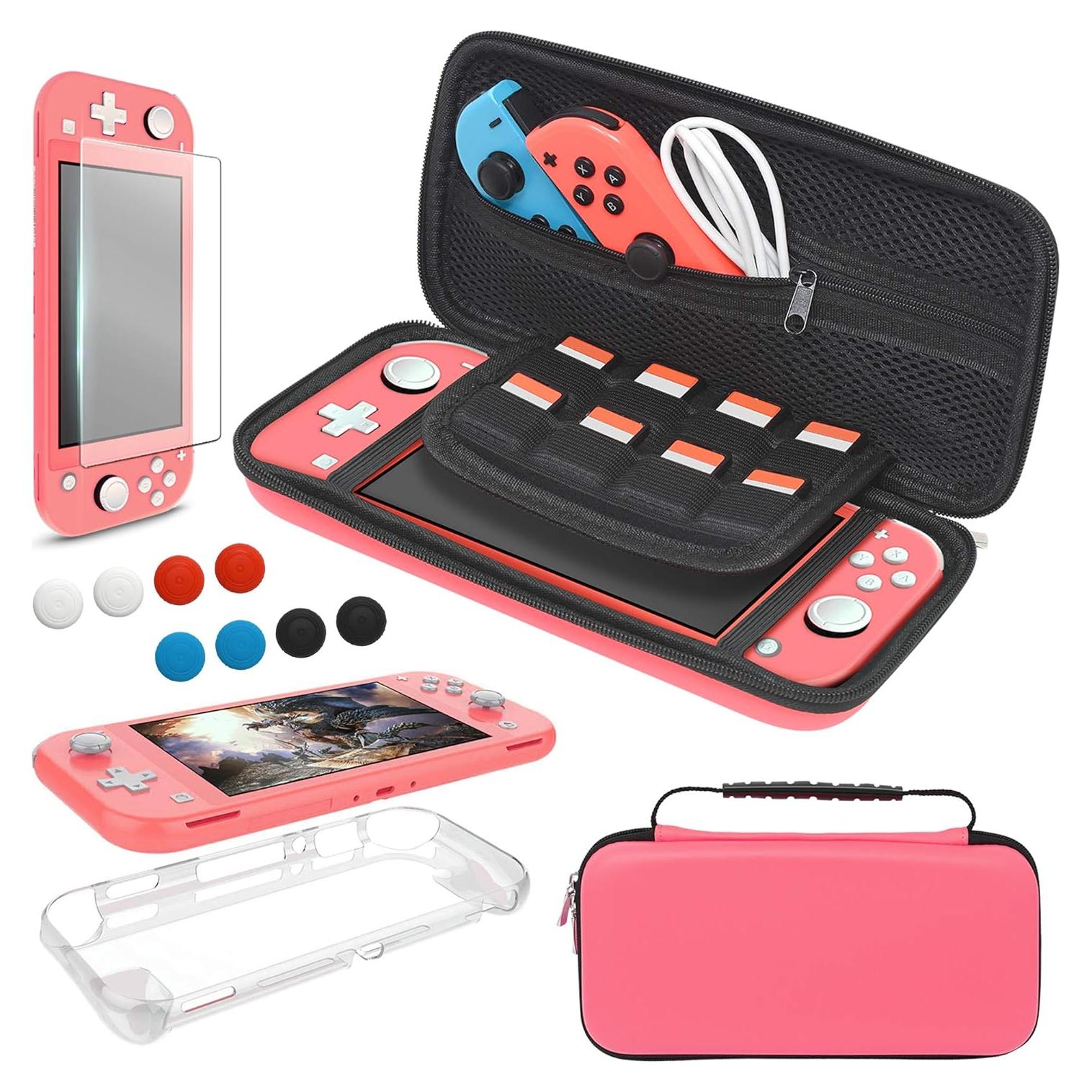 Kit Accesorios Nintendo Switch Lite YUANHOT Coral 4 en 1