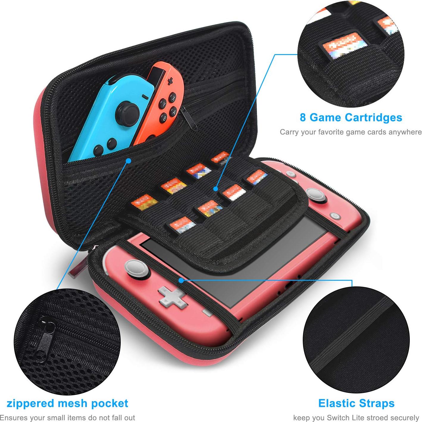 Kit Accesorios Nintendo Switch Lite YUANHOT Coral 4 en 1