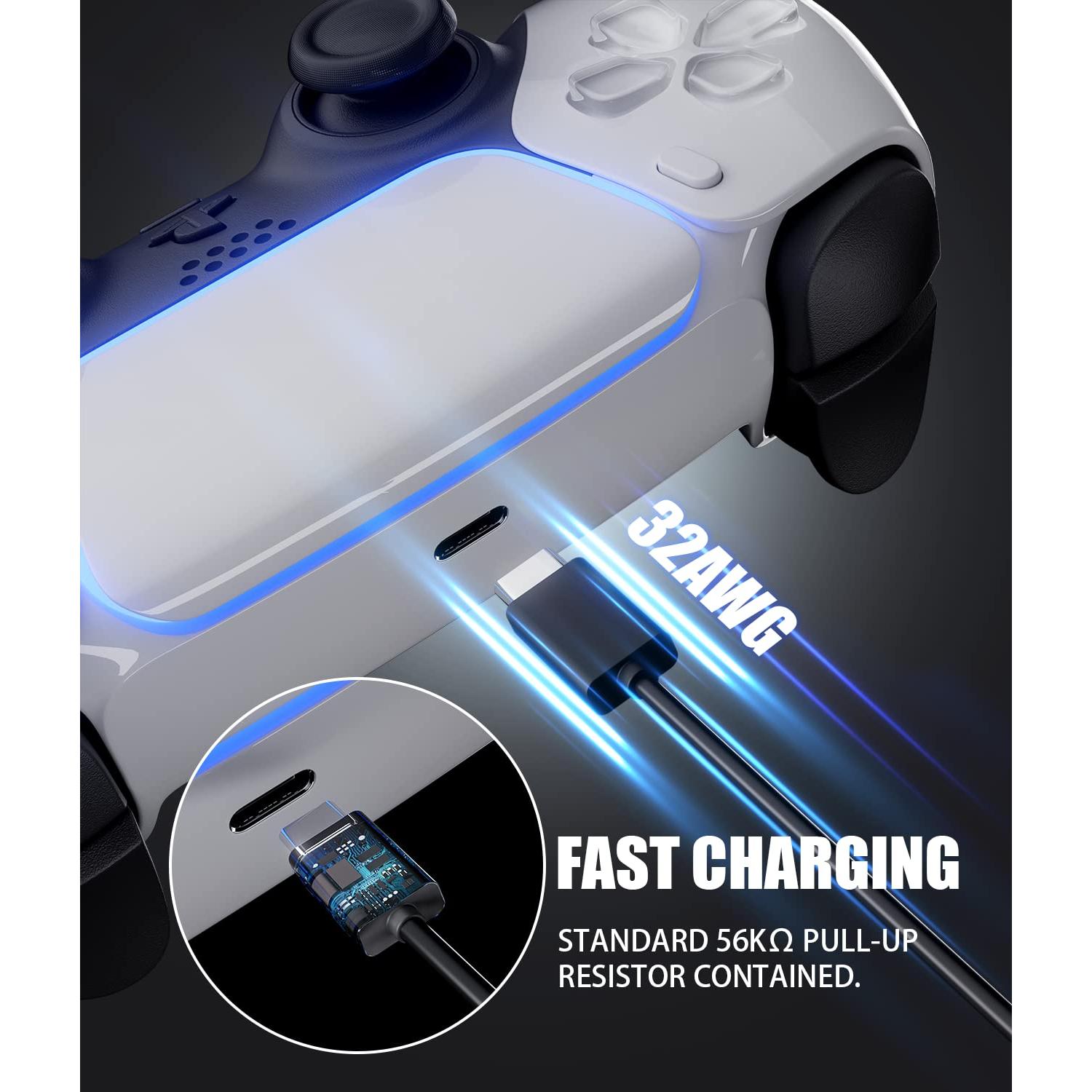 Cable de carga USB C Berlat 2,01 m para PS5 y Xbox