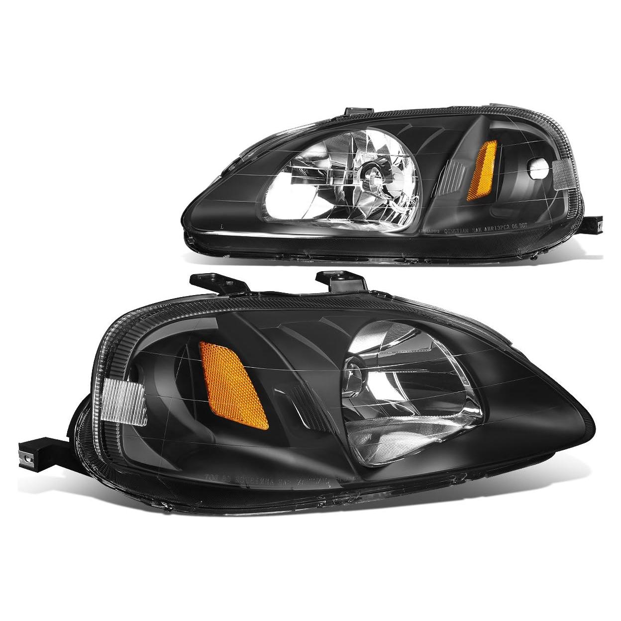 Faros LED DNA MOTORING para Honda Civic 1999-2000, Negro/Ámbar
