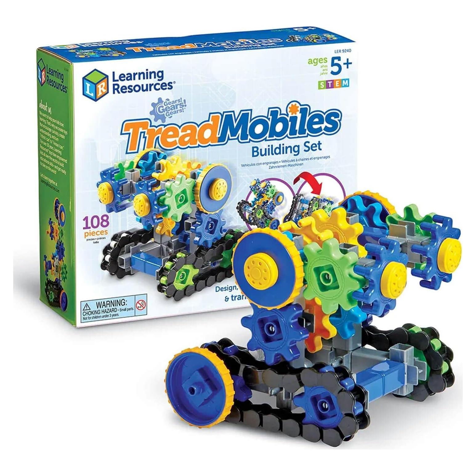 Conjunto de Construcción STEM Treadmobiles Recursos de Aprendizaje 108 Piezas