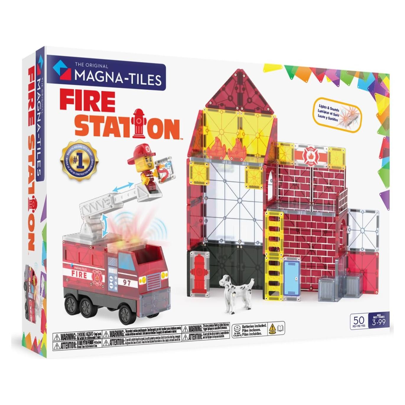 Set de Estación de Bomberos MAGNA-TILES 50 Piezas con Luz y Sonido