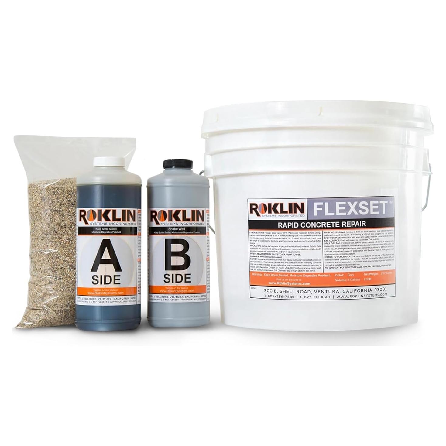 Kit de Reparación de Concreto Rápido FlexSet Roklin 11.36L Gris