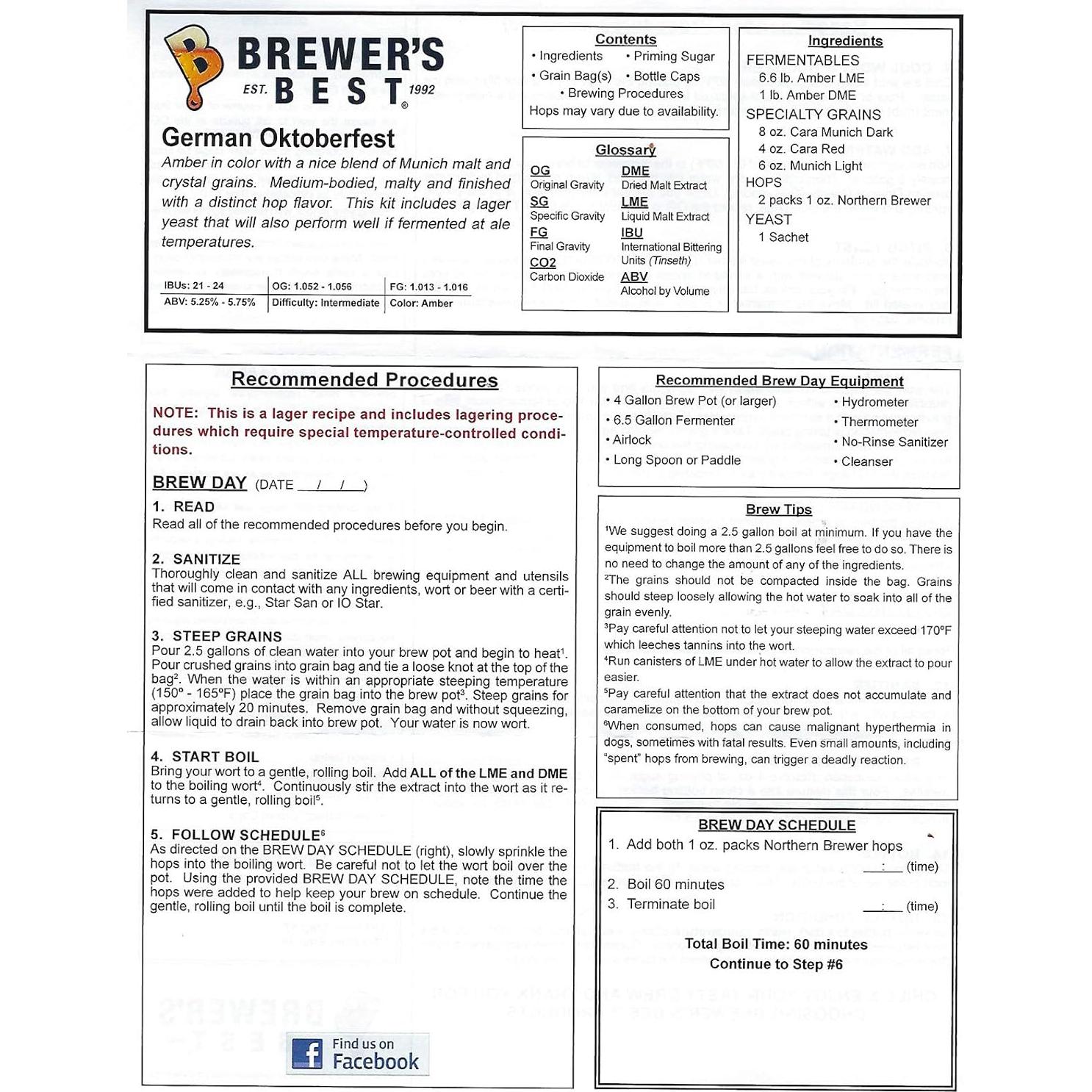 Kit de Cerveza Oktoberfest Brewer's Best 2.99 kg Intermedio