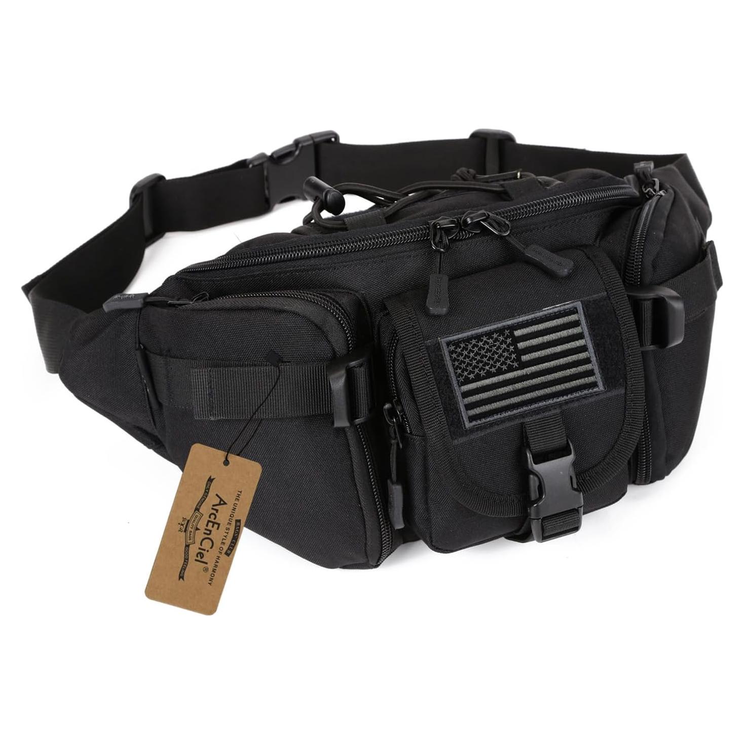 Mochila Táctica de Cintura ArcEnCiel Negra 20x15 cm