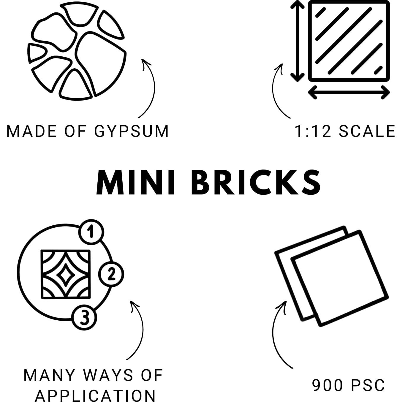 900 Ladrillos Mini para Manualidades REDUCIO! 1:12 Yeso
