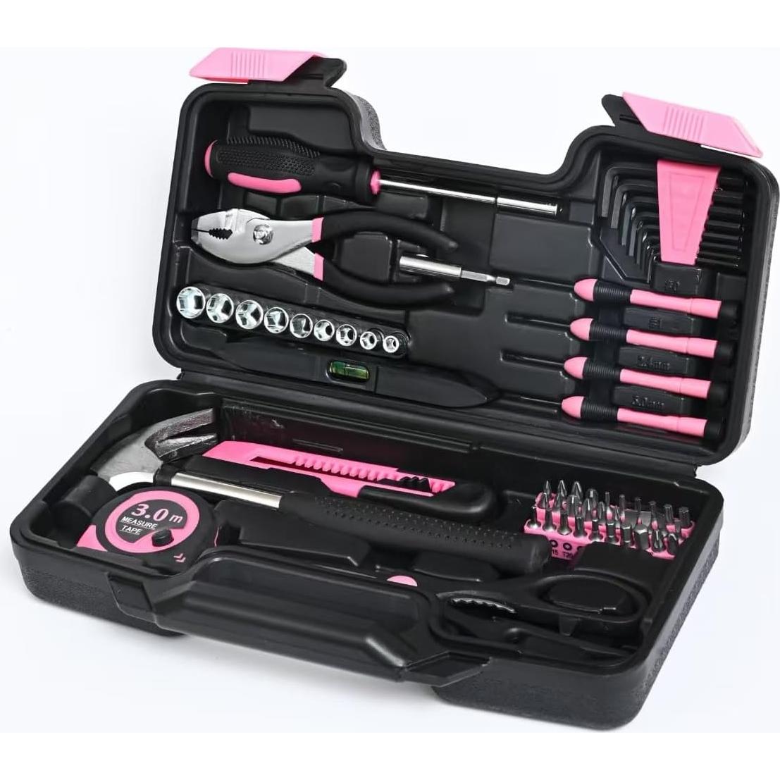 Kit de Herramientas Rosa 144 Piezas GETFOO para Hogar