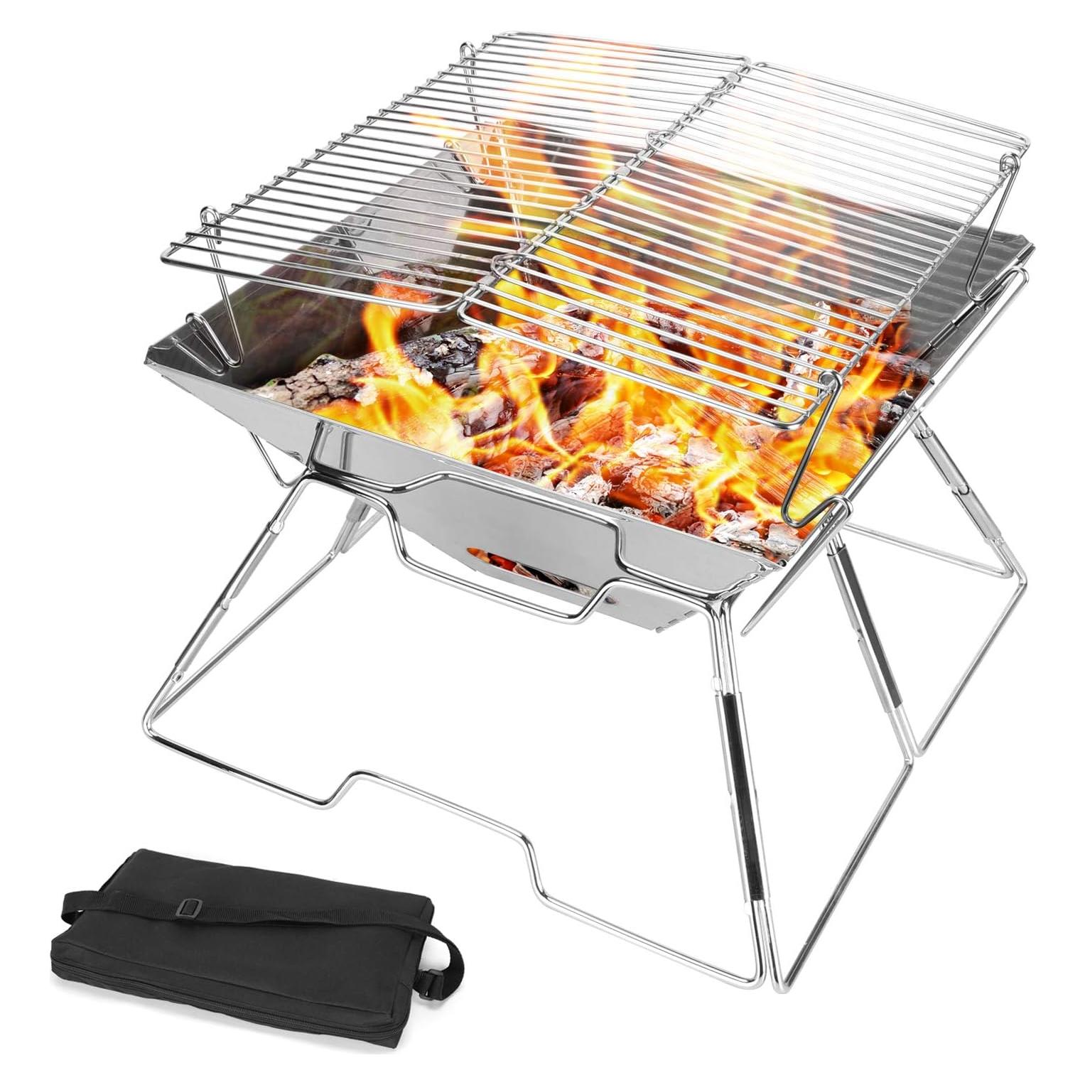 Parrilla Plegable Odoland 31x31 cm Acero Inoxidable Camping