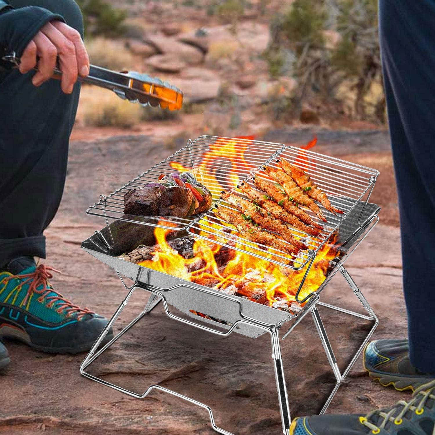 Parrilla Plegable Odoland 31x31 cm Acero Inoxidable Camping