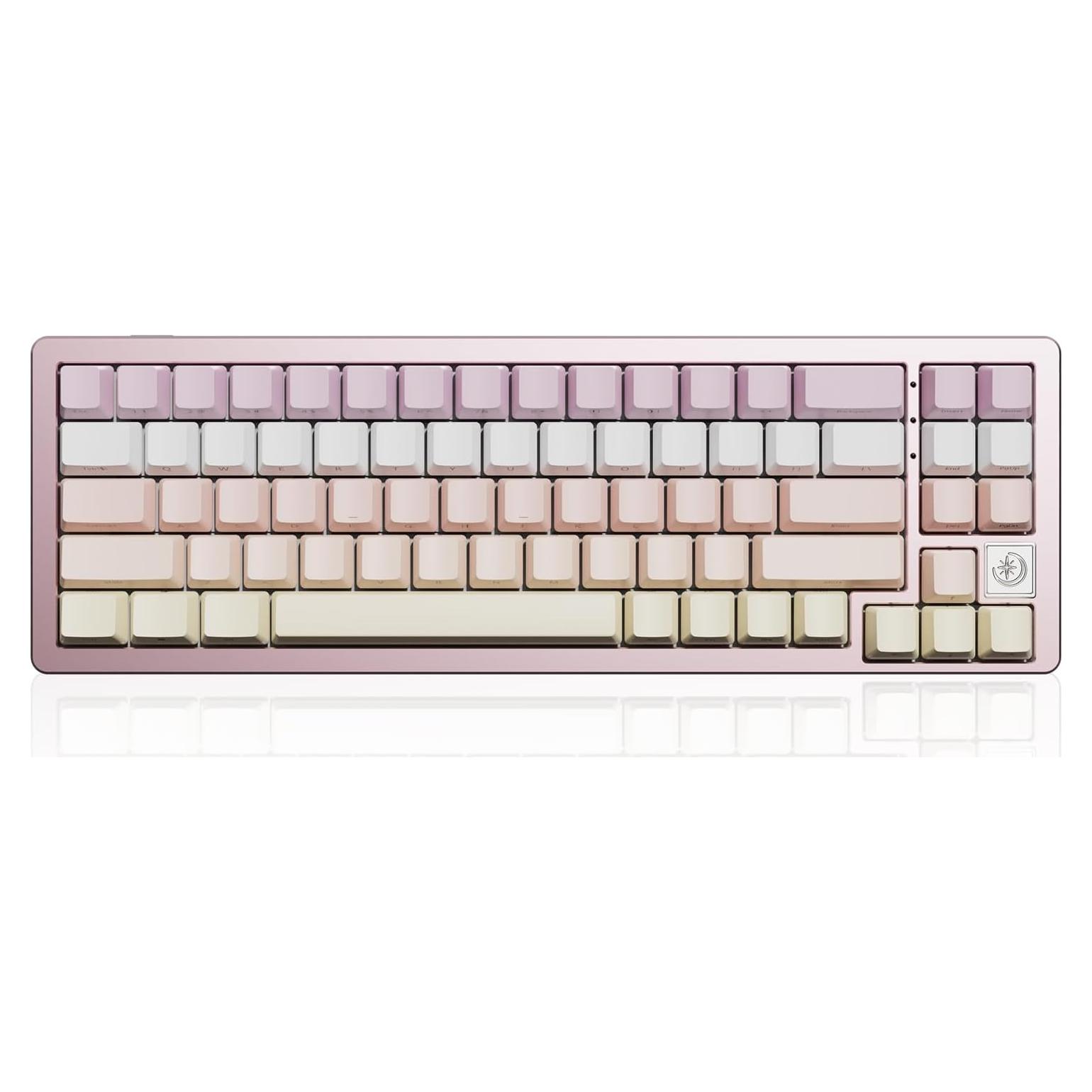 YUNZII AL71 75% Mechanical Keyboard,Full Aluminum CNC,Hot Swappable Gasket,2.4GHz Wireless BT5.0/USB-C Wired,NKRO Programmable RGB Backlight Creamy Typing for Win/Mac(Pink, Crystal White Switch)