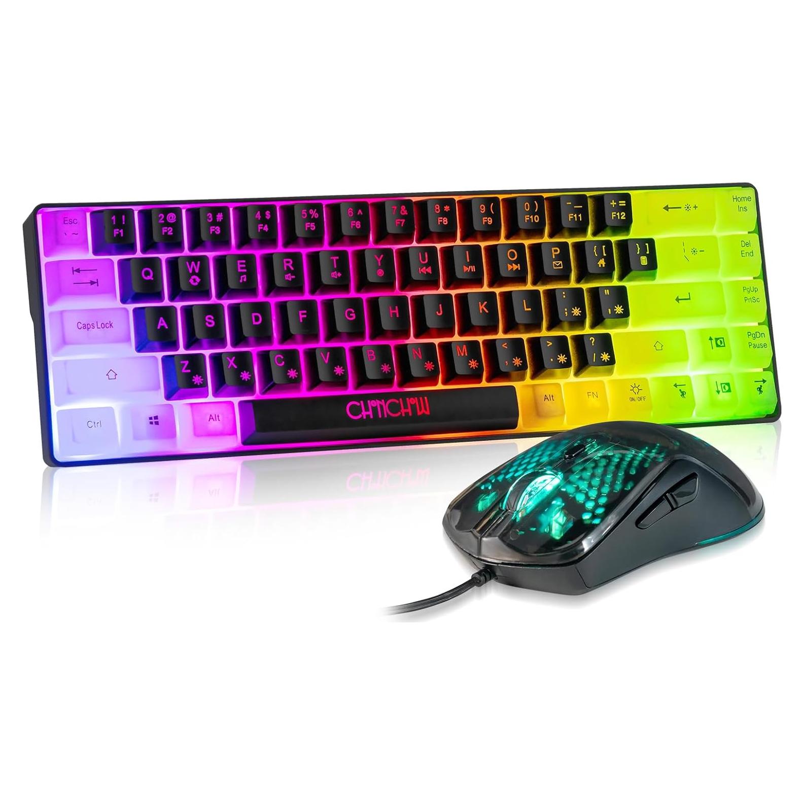 CHONCHOW Combo Teclado y Ratón Gaming RGB 68 Teclas