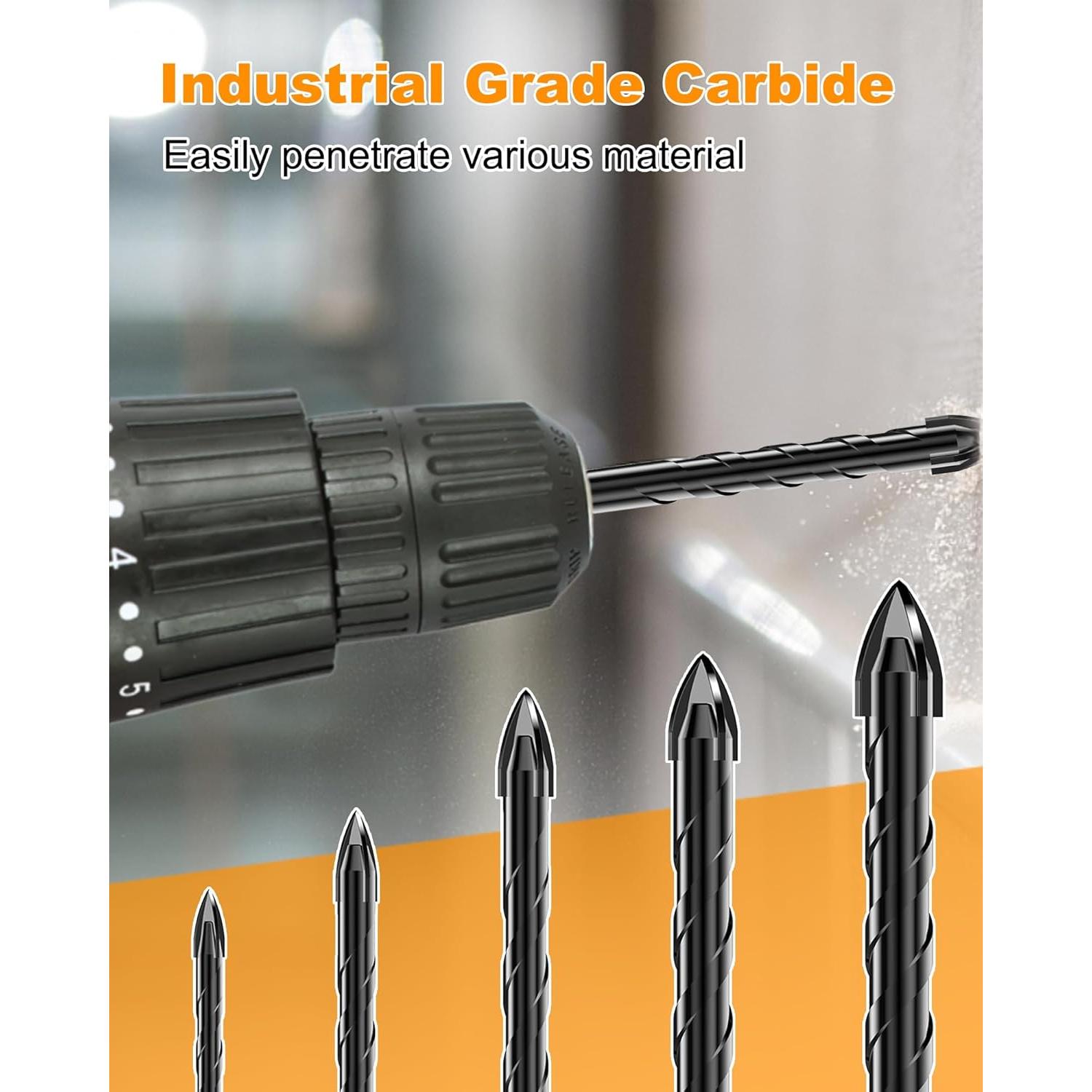 Juego de Brocas para Masonería TITGGI - 5 Pcs Carburo 5 Tamaños