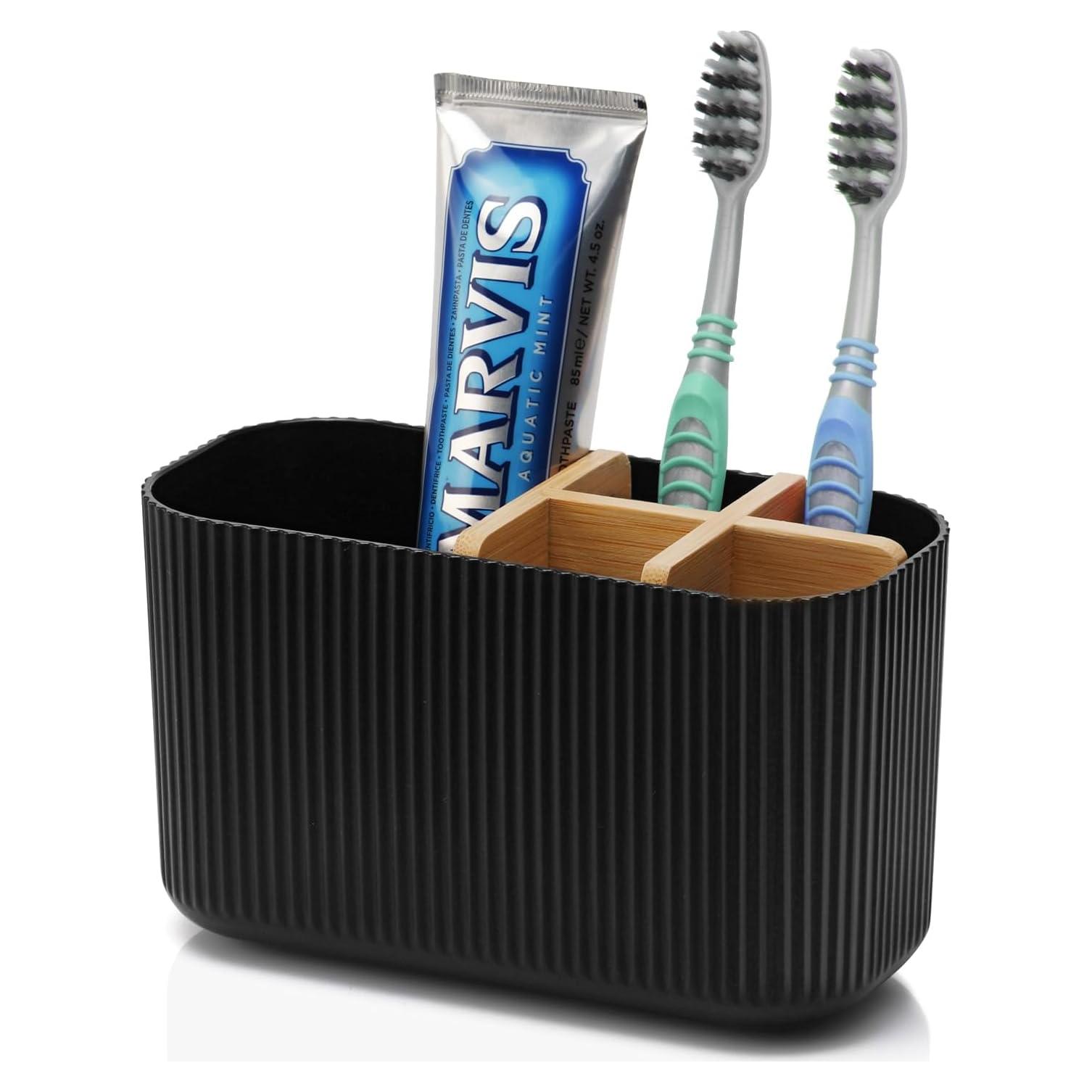 Soporte de Cepillo de Dientes Negro GFWARE Ecológico 5 Compartimentos