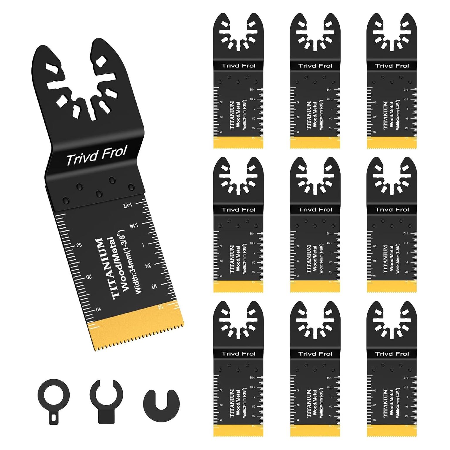 Kit de 10 Cuchillas Oscilantes Titanio TrivdPro para Metal y Madera