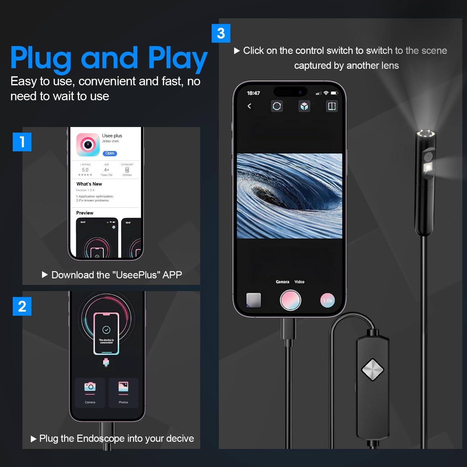 Endoscopio PAPIBLU 1920P HD Doble Lente 5 Metros IP67