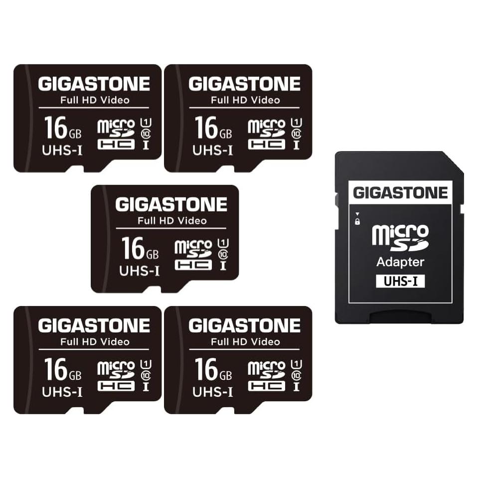 GIGASTONE 16GB Tarjeta Micro SDHC UHS-I Clase 10 Paquete de 5