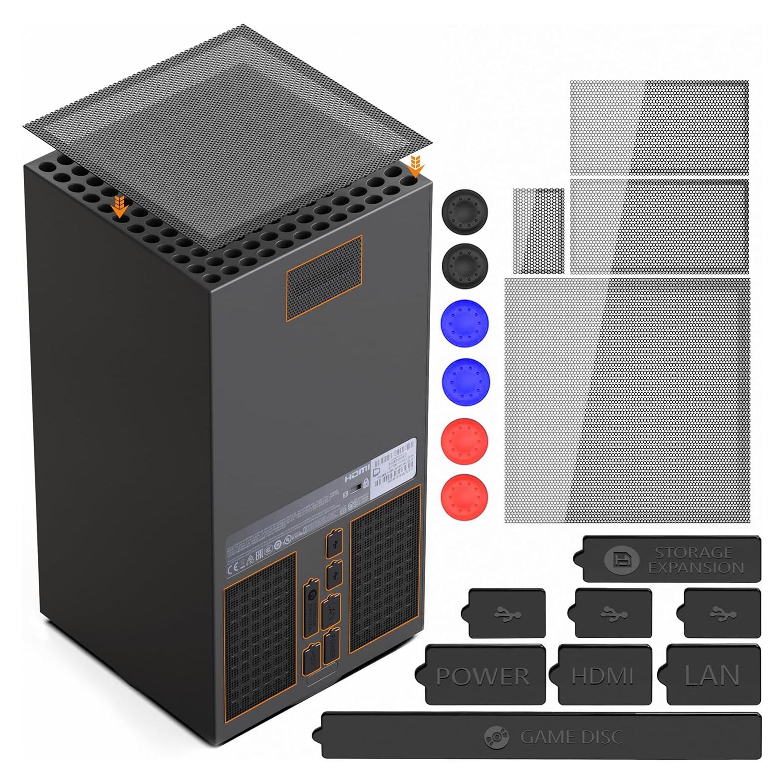 Filtro de Polvo para Xbox Series X - 8 Tapones y 4 Mallas