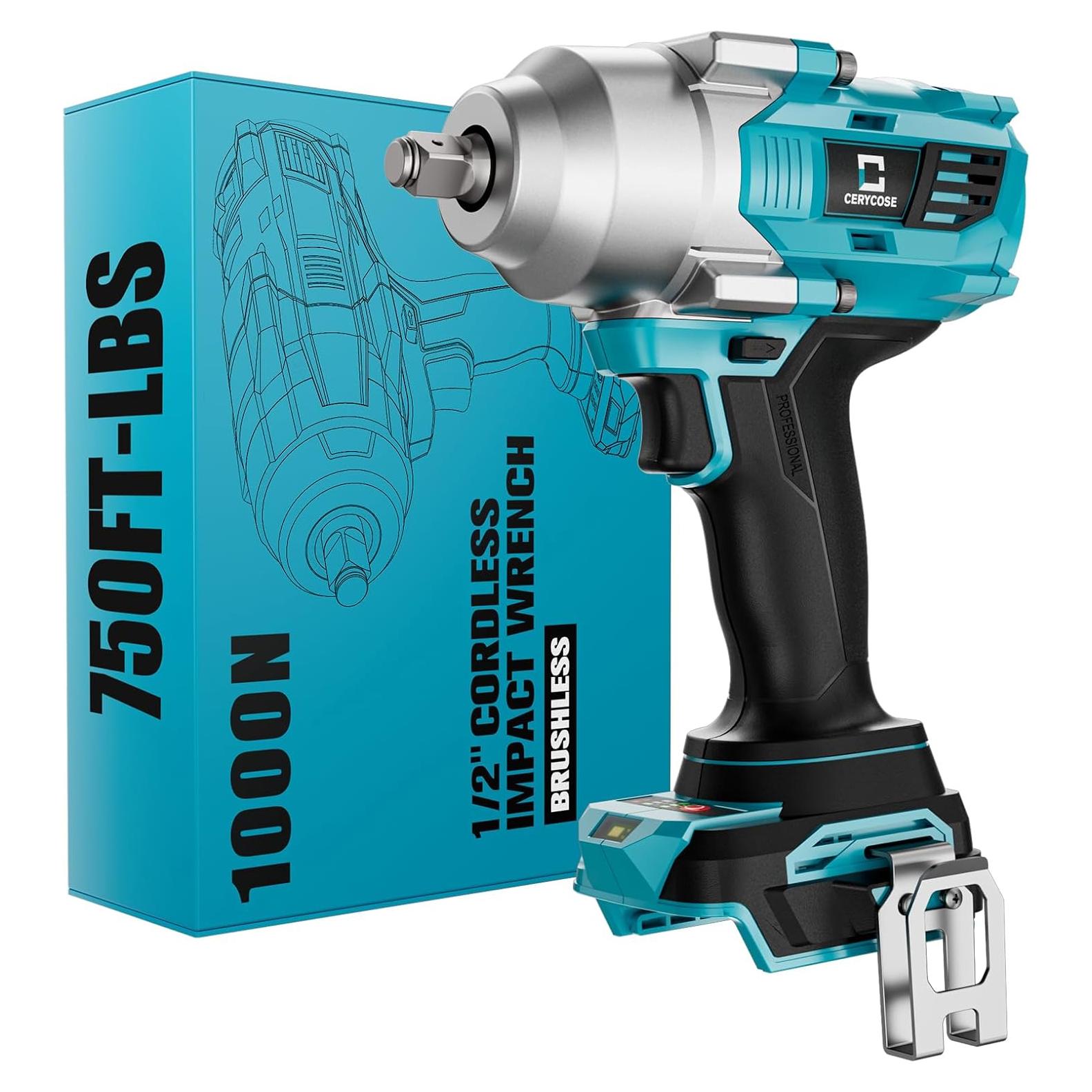 Llave de impacto inalámbrica 1/2" Cerycose 750 pies-libras