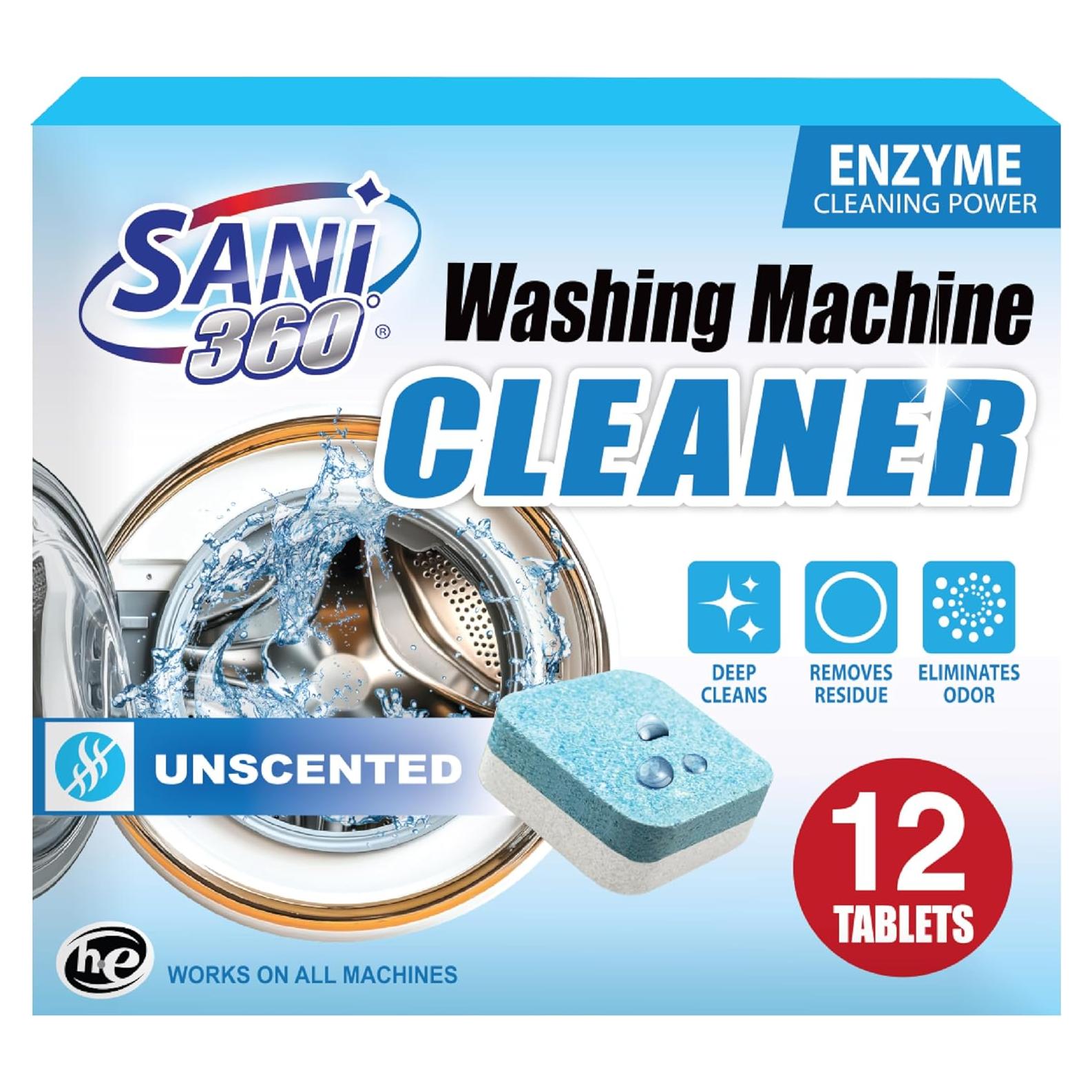 Tabletas de limpieza para lavadoras Sani 360° - 12 unidades