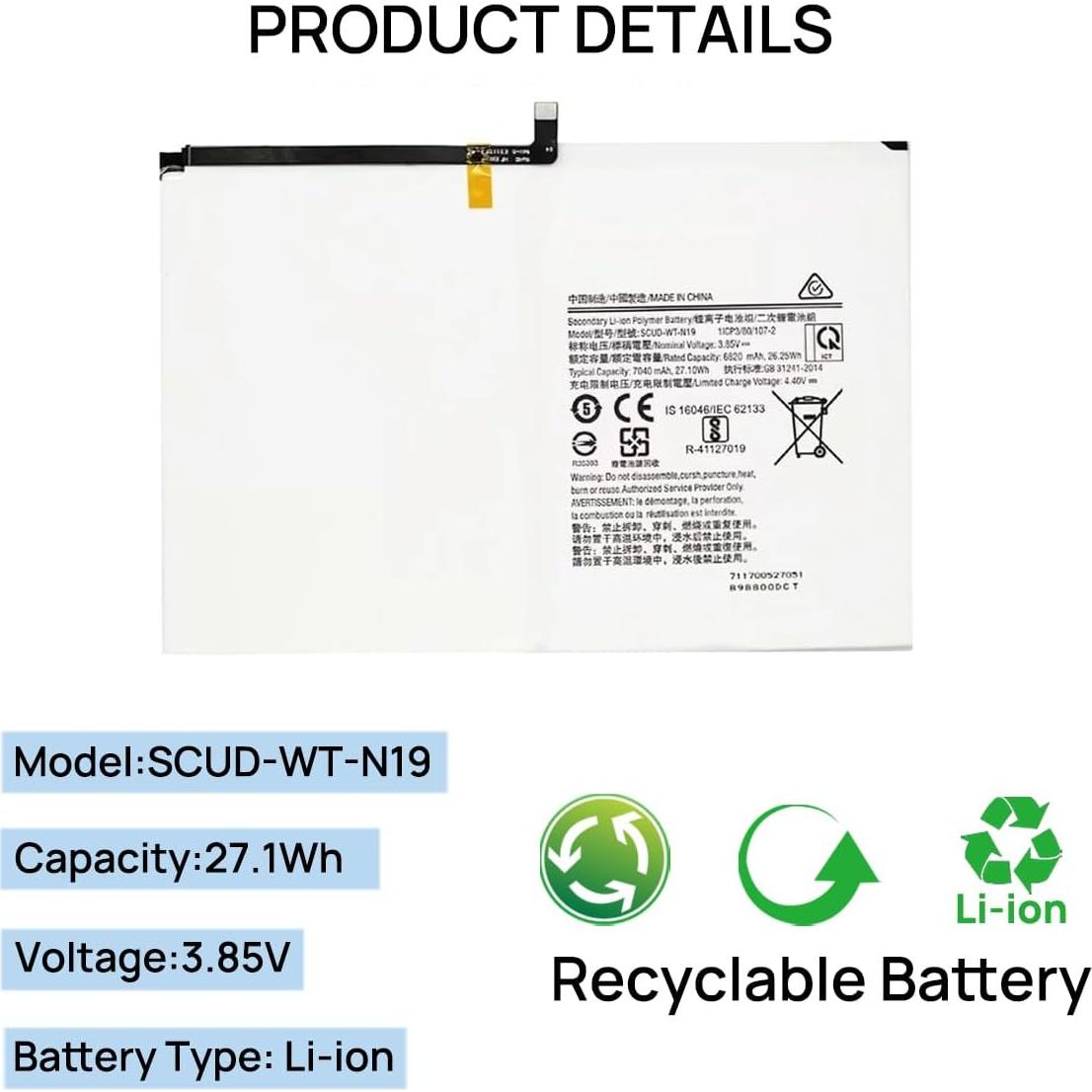 Batería de Reemplazo BORSCELLOR SCUD-WT-N19 para Galaxy Tab A7