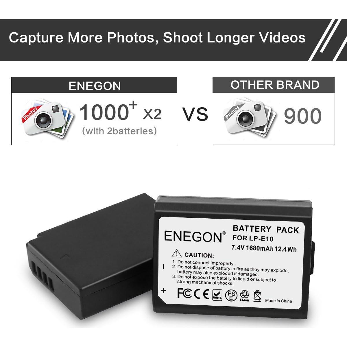 Batería de Reemplazo ENEGON LP-E10 + Cargador Doble Rápido