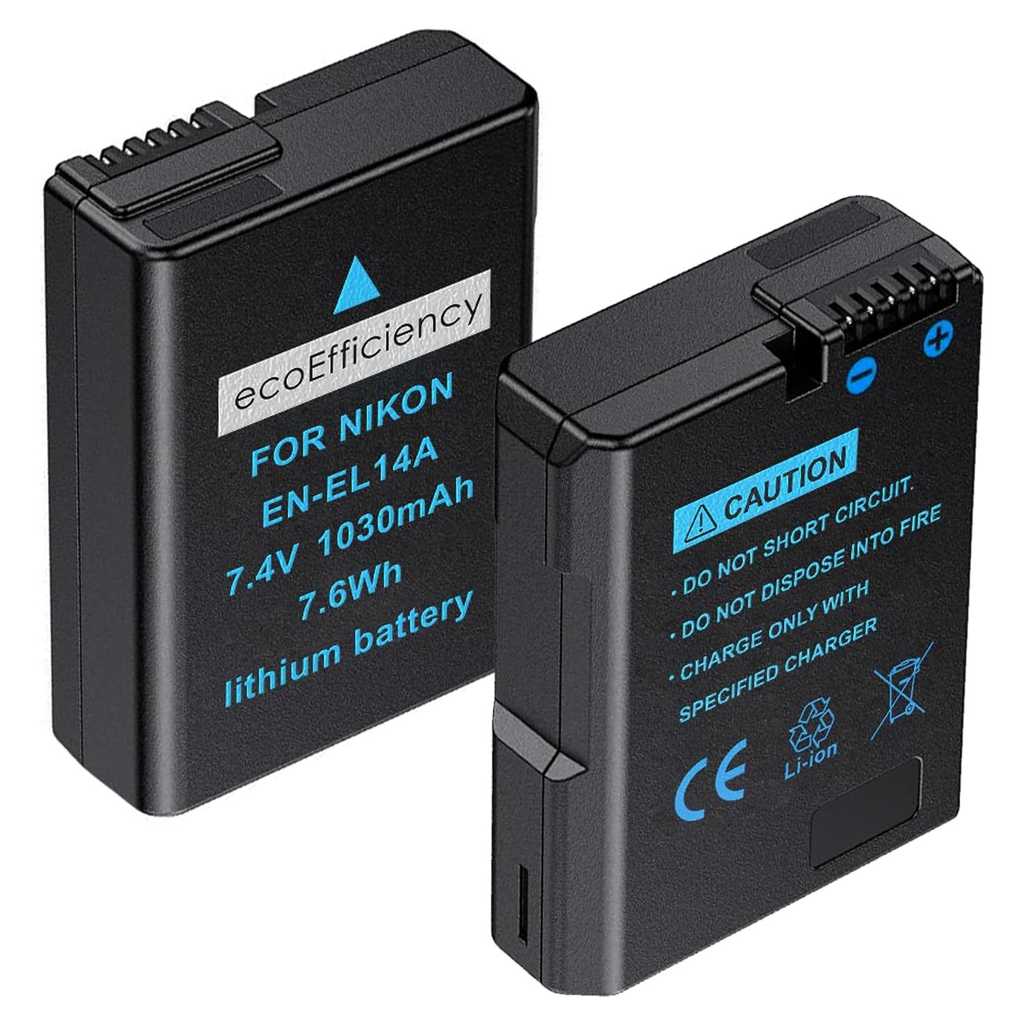 Paquete de 2 Baterías Nikon EN-EL14A 1030mAh 7.4V