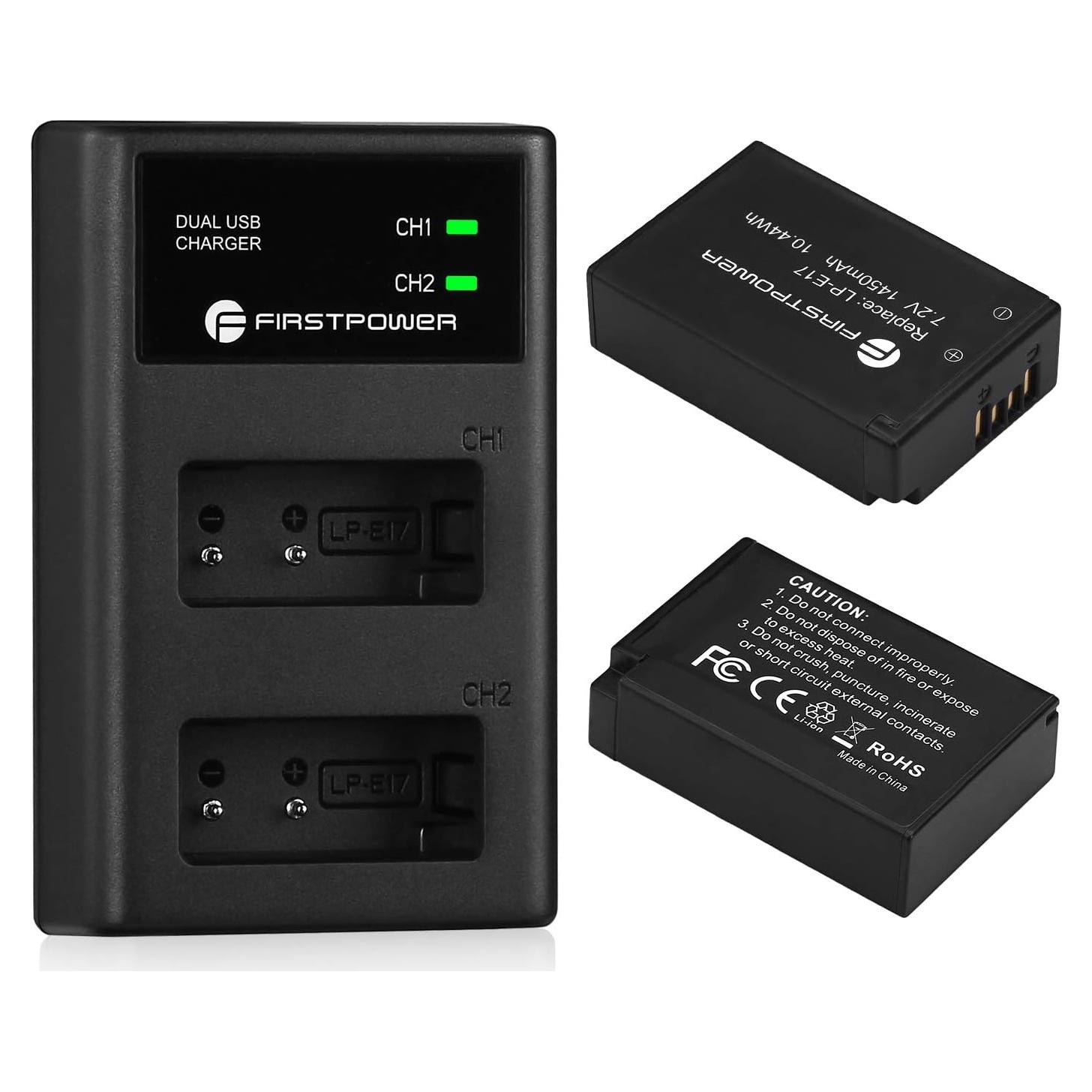 Paquete 2 Baterías LP-E17 y Cargador USB Doble PrimeraPotencia