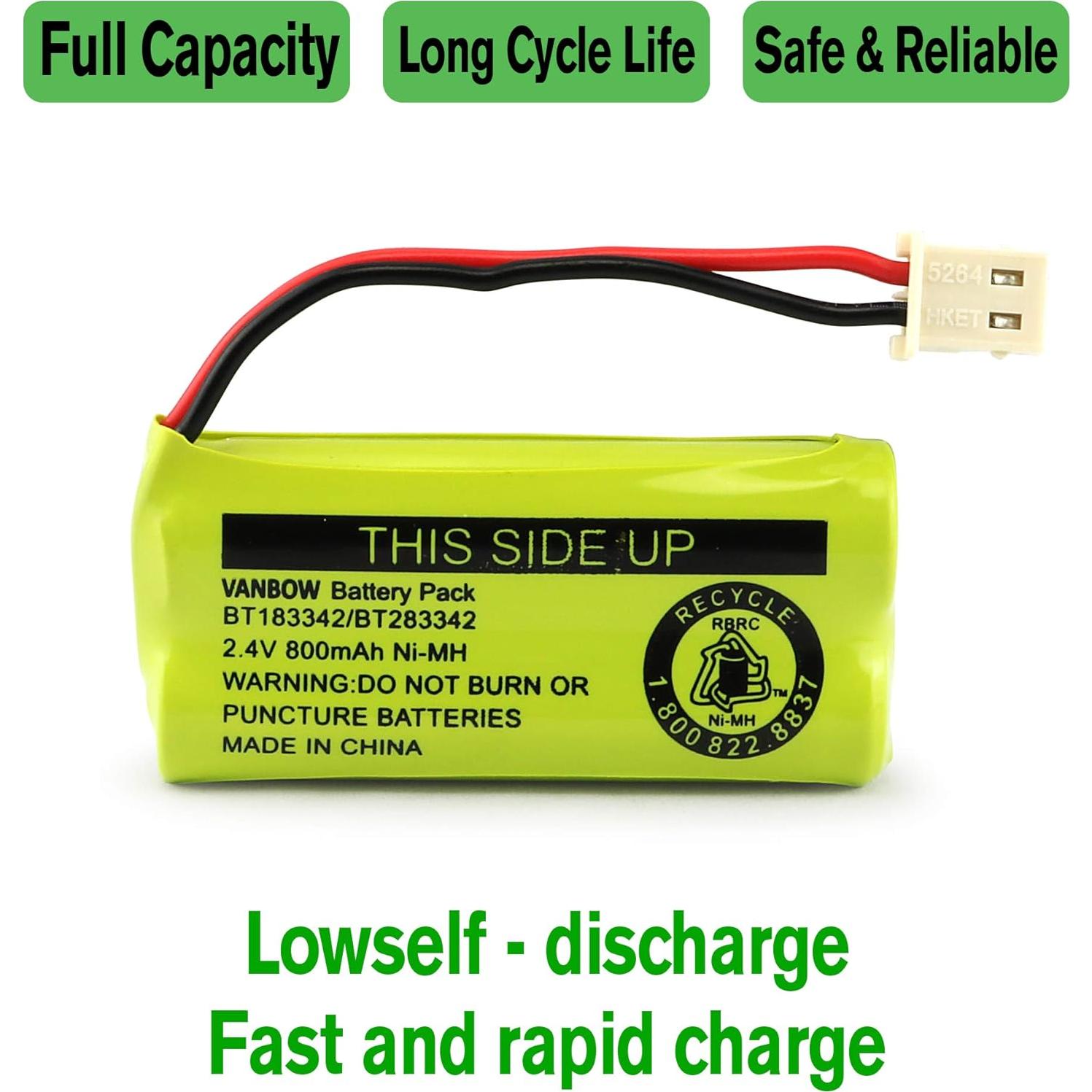 Batería Ni-MH VANBOW BT183342 800mAh Paquete 3 Compatible