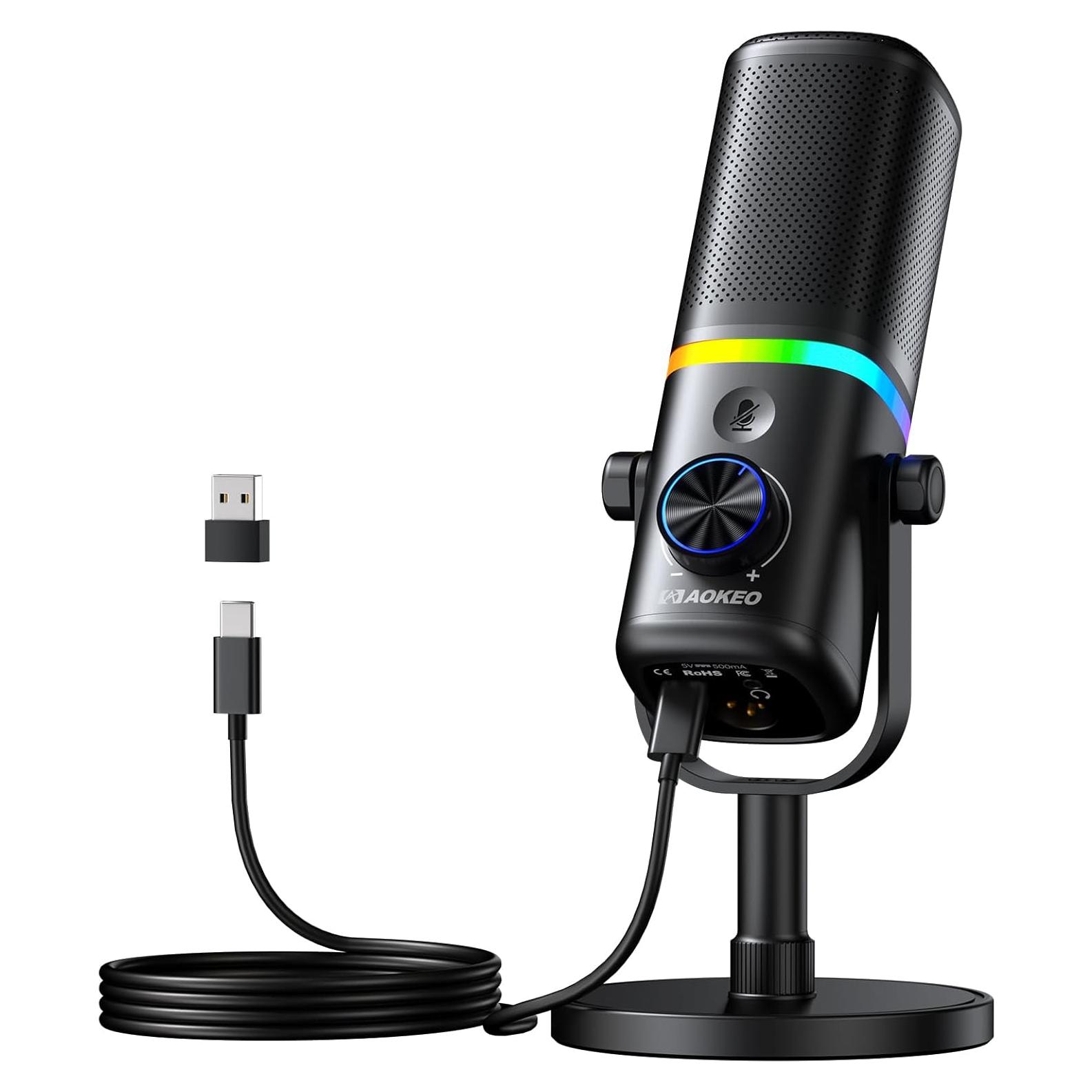 Micrófono Aokeo AK-10 USB/XLR Dinámico para PC - Negro