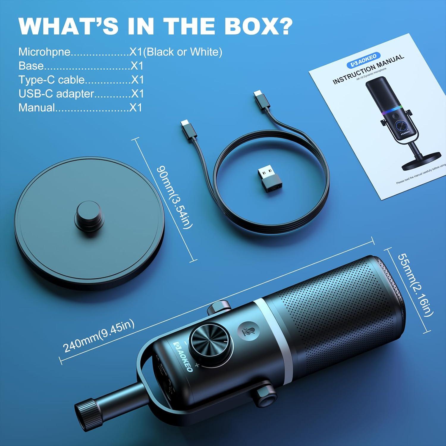 Micrófono Aokeo AK-10 USB/XLR Dinámico para PC - Negro